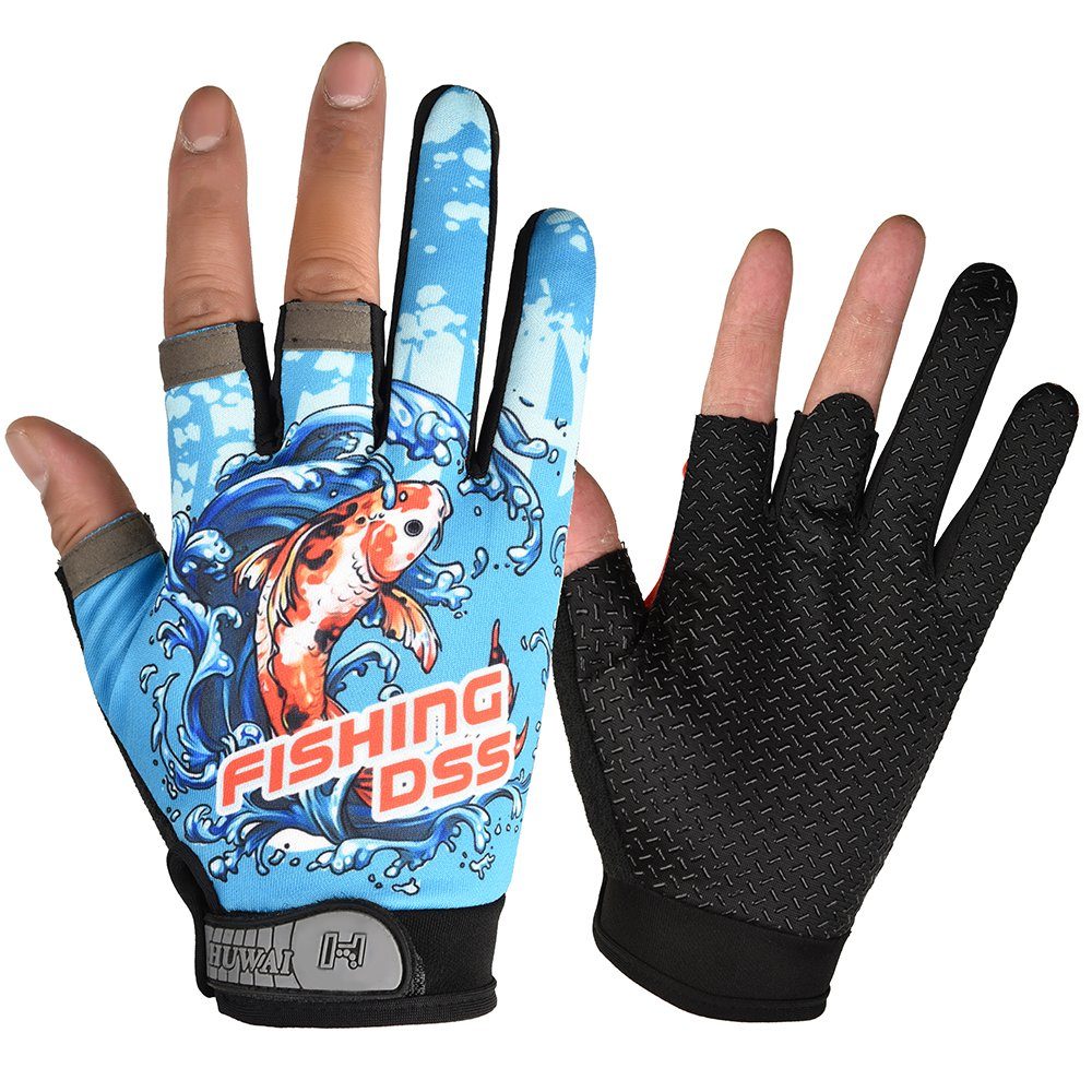Sunicol Angelhandschuhe Angeln Handschuhe, Atmungsaktiv, trocknend Rutschfest, #1 Schnell Elastisch Blau