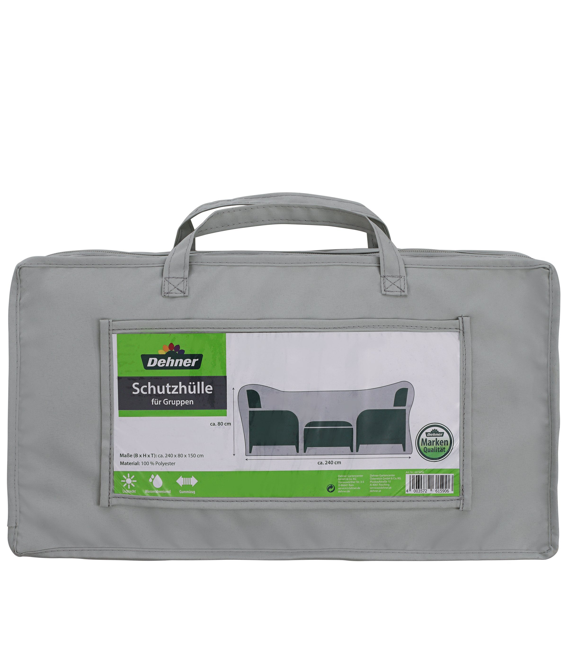 Dehner Gartenmöbel-Schutzhülle Abdeckung für Sitzgruppe, Polyester, grau, Wasserabweisende Schutzhaube für Sitzgruppen aus schützendem Polyester