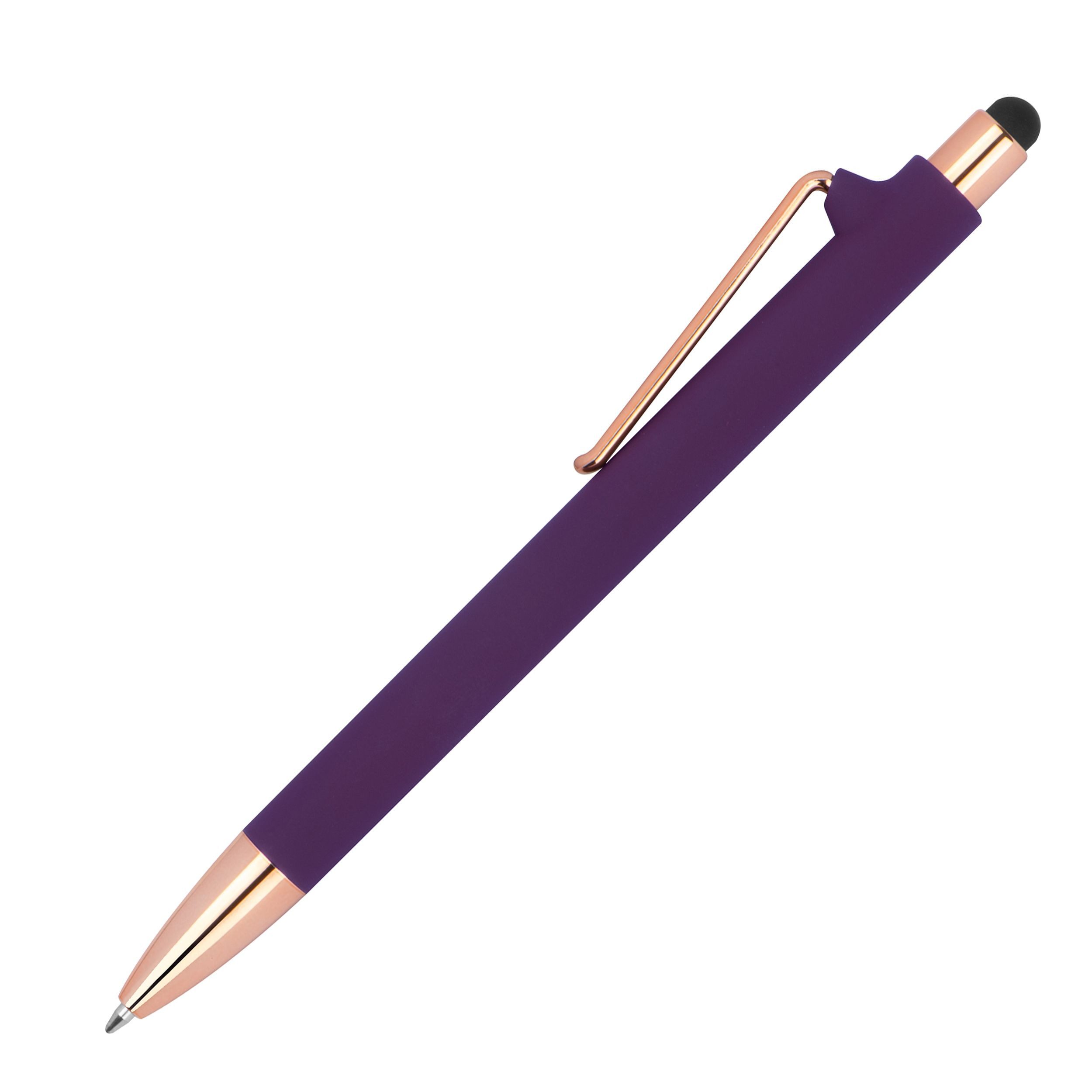Livepac Office Kugelschreiber 10 Touchpen-Kugelschreiber aus Metall / gummiert / Farbe: roségold-lil