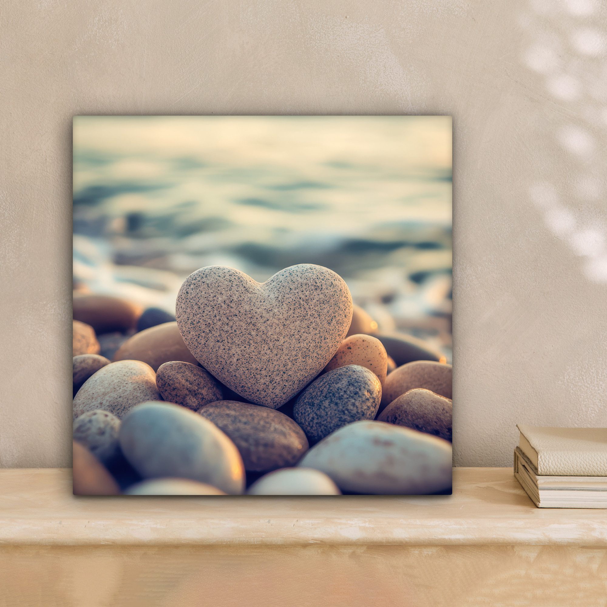 OneMillionCanvasses® Leinwandbild Herz - Steine - Natur - Kieselsteine - Ze günstig online kaufen