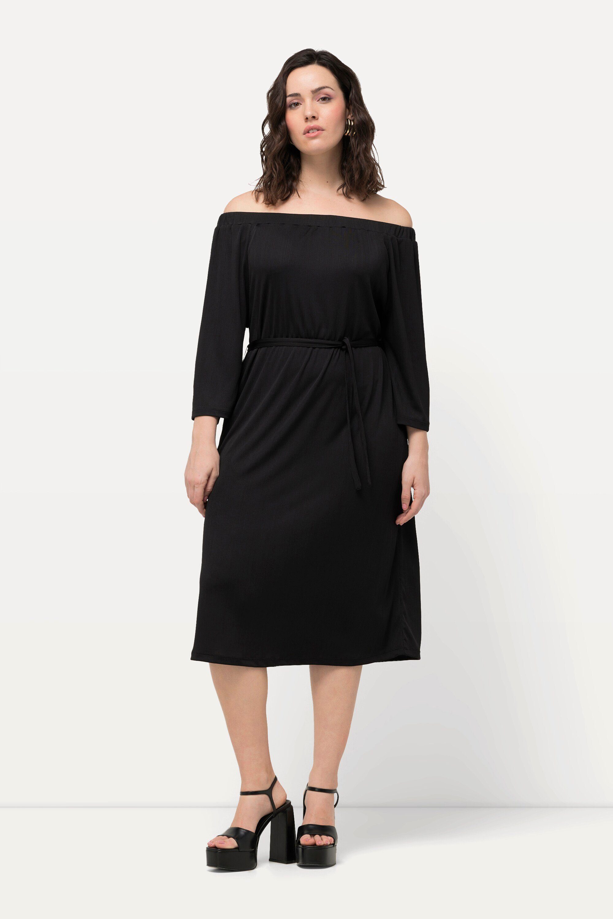 Ulla Popken Jerseykleid Midikleid Strukturjersey schulterfrei günstig online kaufen