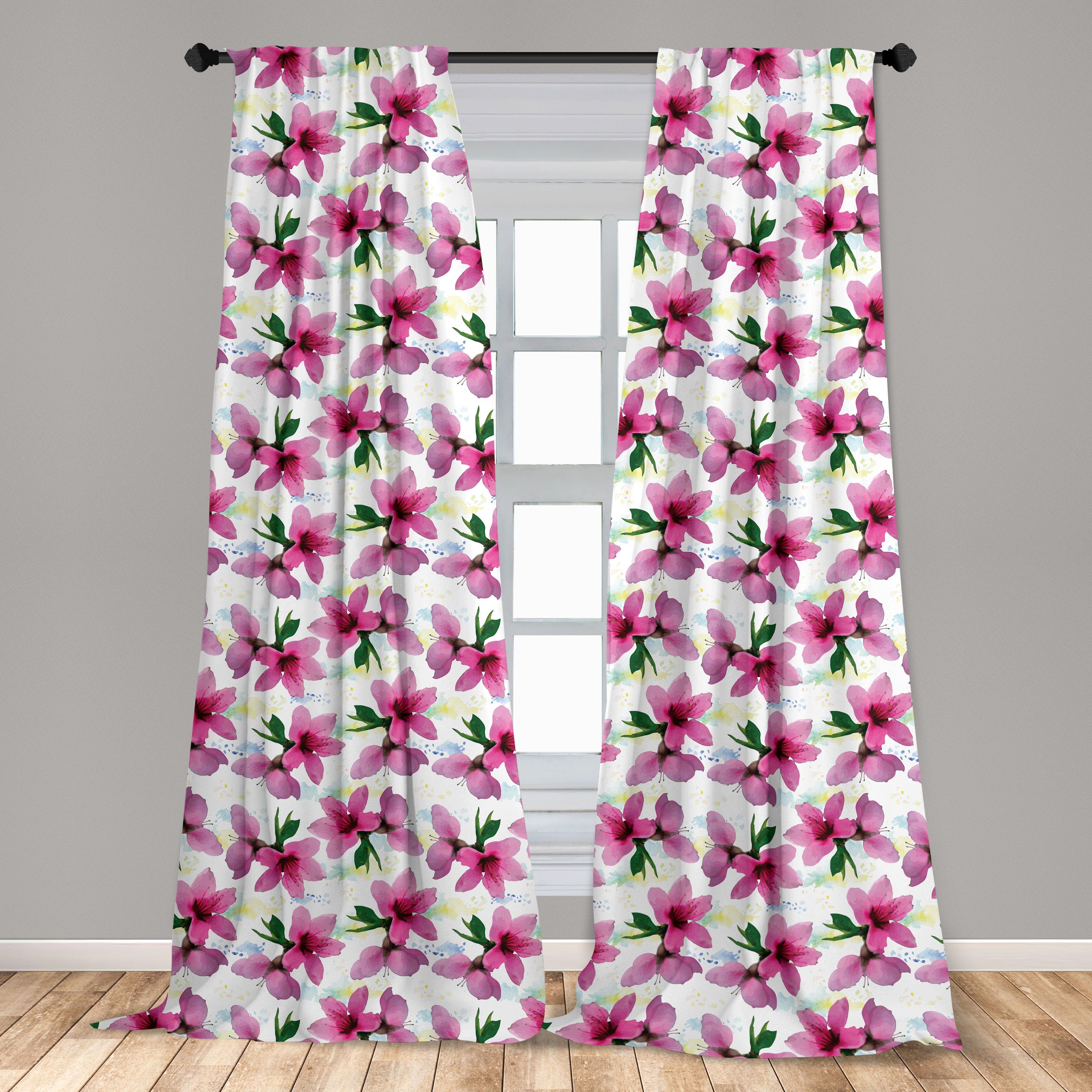 Gardine Vorhang für Wohnzimmer Blütenblätter Botanik Dekor, Microfaser, Schlafzimmer Abakuhaus, Blumen Essence