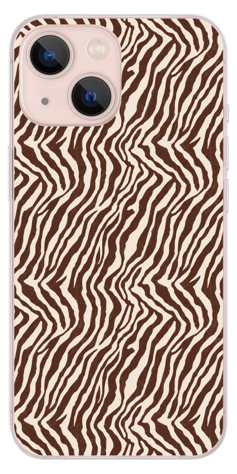 MuchoWow Handyhülle für Apple iPhone 13 mini Zebra - Muster - Schwarz - Weiß, Smartphone-Bumper, Print, Handy Schutzhülle Dünn