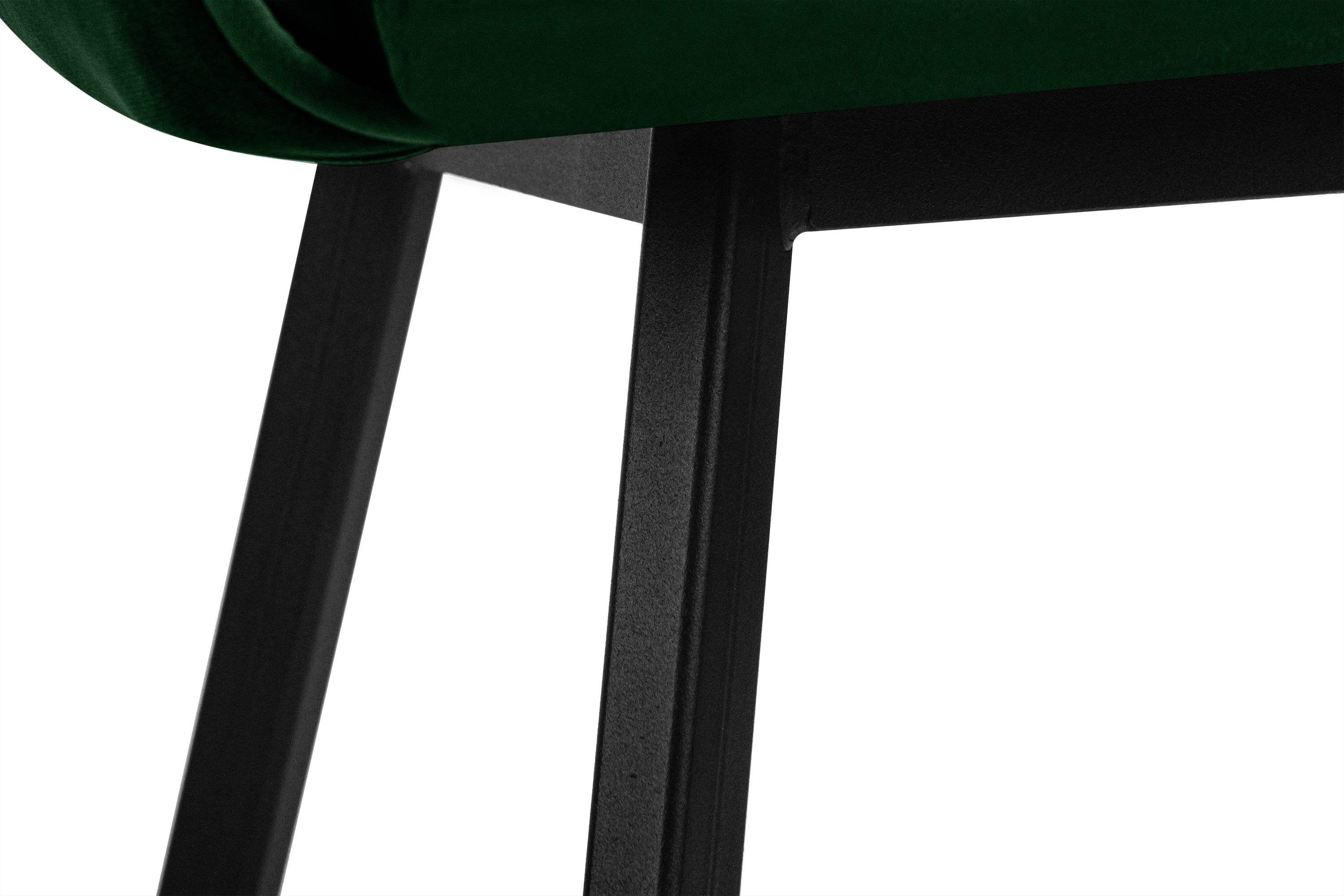 Konsimo Polsterstuhl PYRUS Esstischstühl Wohnzimmerstühl Velours-Sitz, dunkelgrün schwarzer schwarz / Metallrahmen, 2 St), dunkelgrün | EU hergestellt in der (Esszimmerstühl