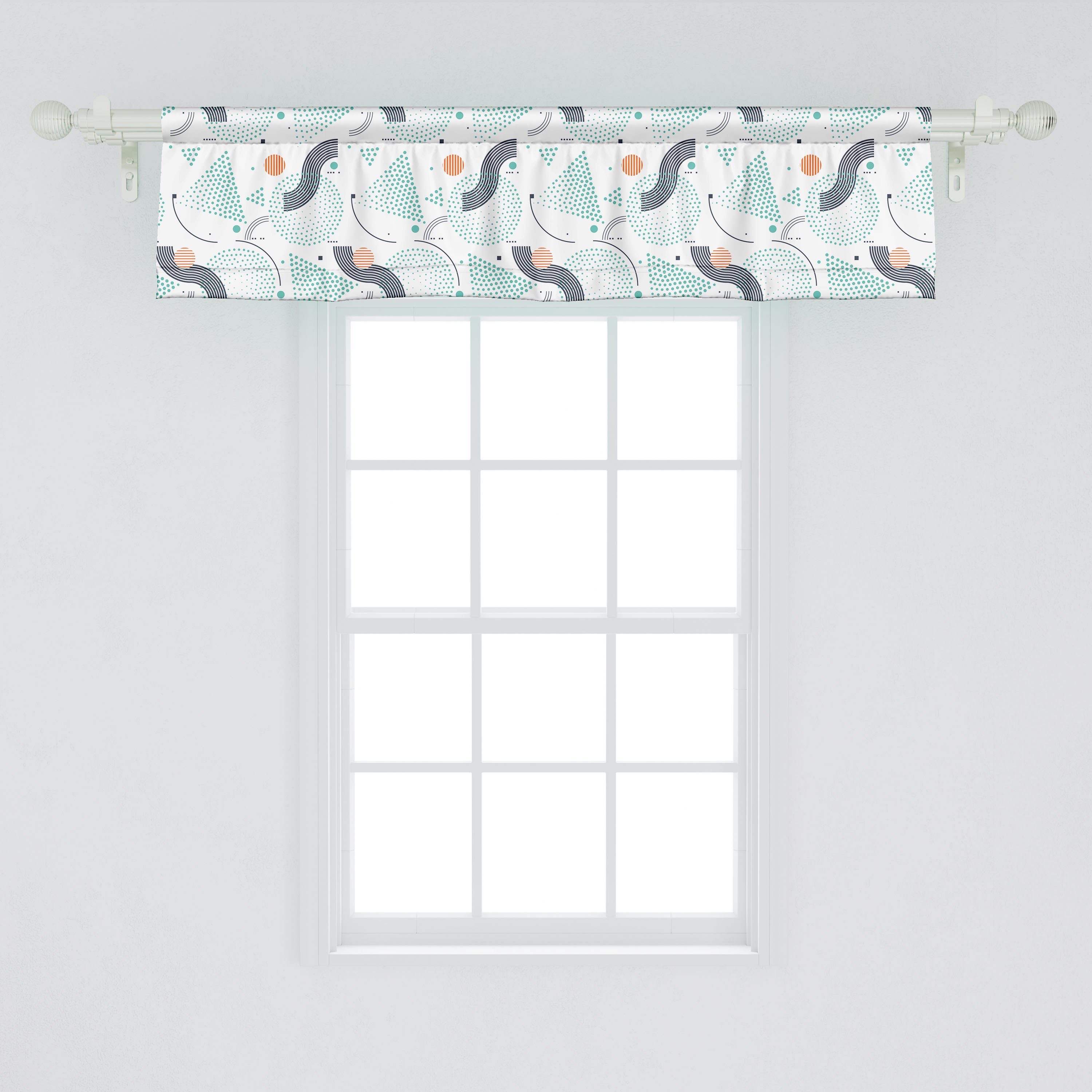 Scheibengardine Vorhang Volant für mit Geometrisch Abakuhaus, Dekor Stripes Schlafzimmer Dots Triangles Küche Stangentasche, Microfaser