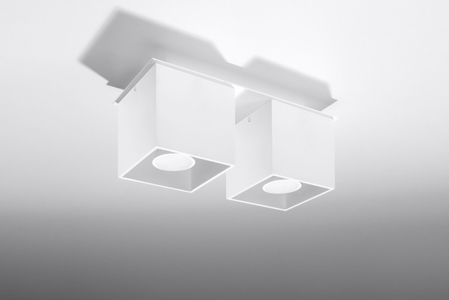 Küche rechteckiger Flur Licht-Erlebnisse Deckenlampe GEO, Weiß Schirm Bauhaus Deckenleuchte 2 flammig ohne Leuchtmittel,