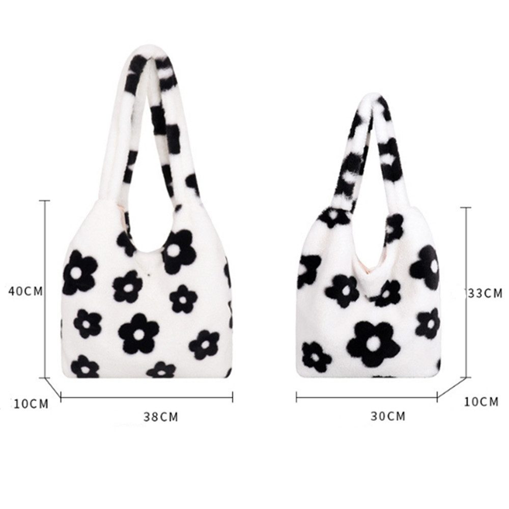 Coonoor Schultertasche Damen Blumen Plüsch Umhängetasche Shopper Tasche Han günstig online kaufen