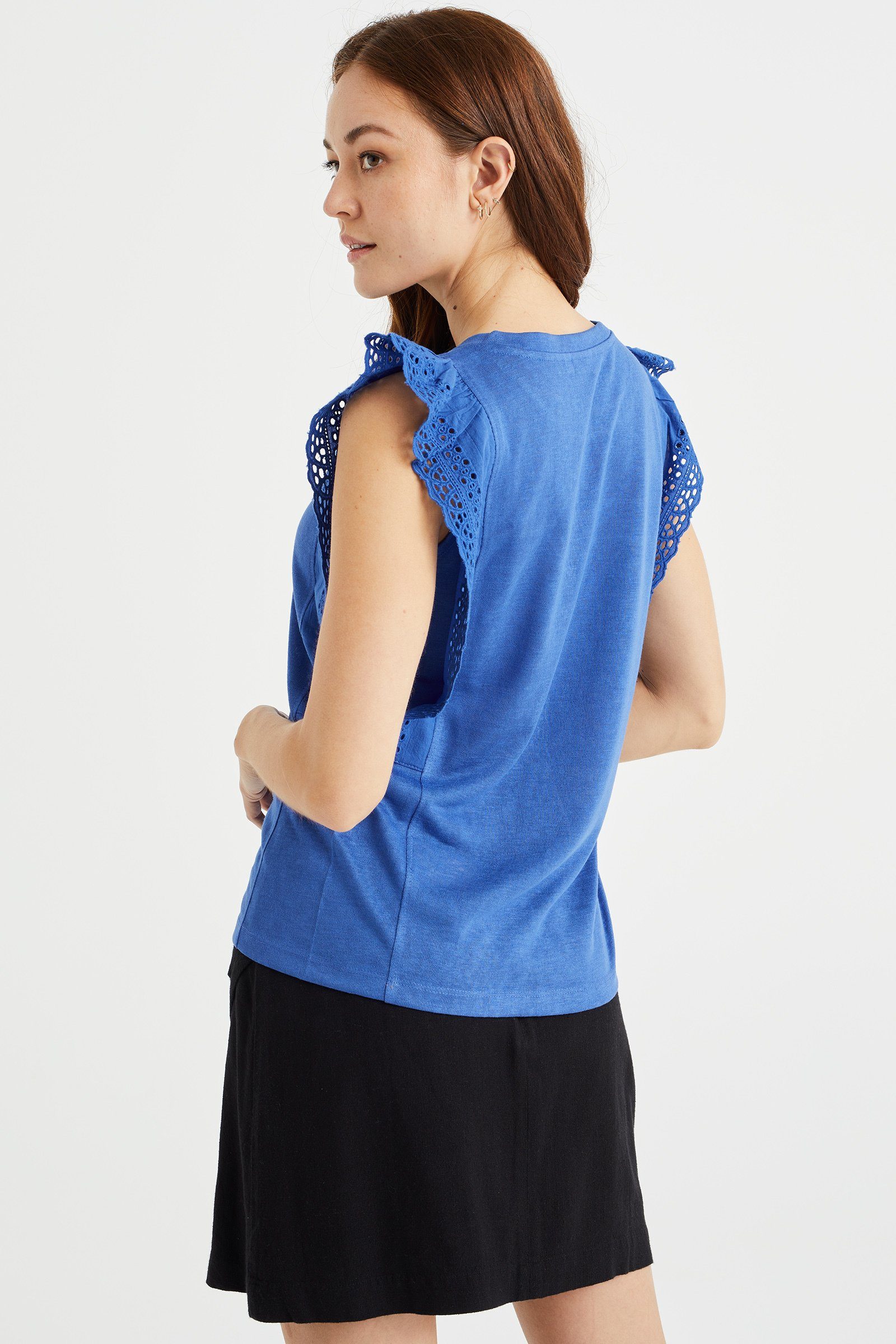 Kobaltblau Fashion WE (1-tlg) T-Shirt