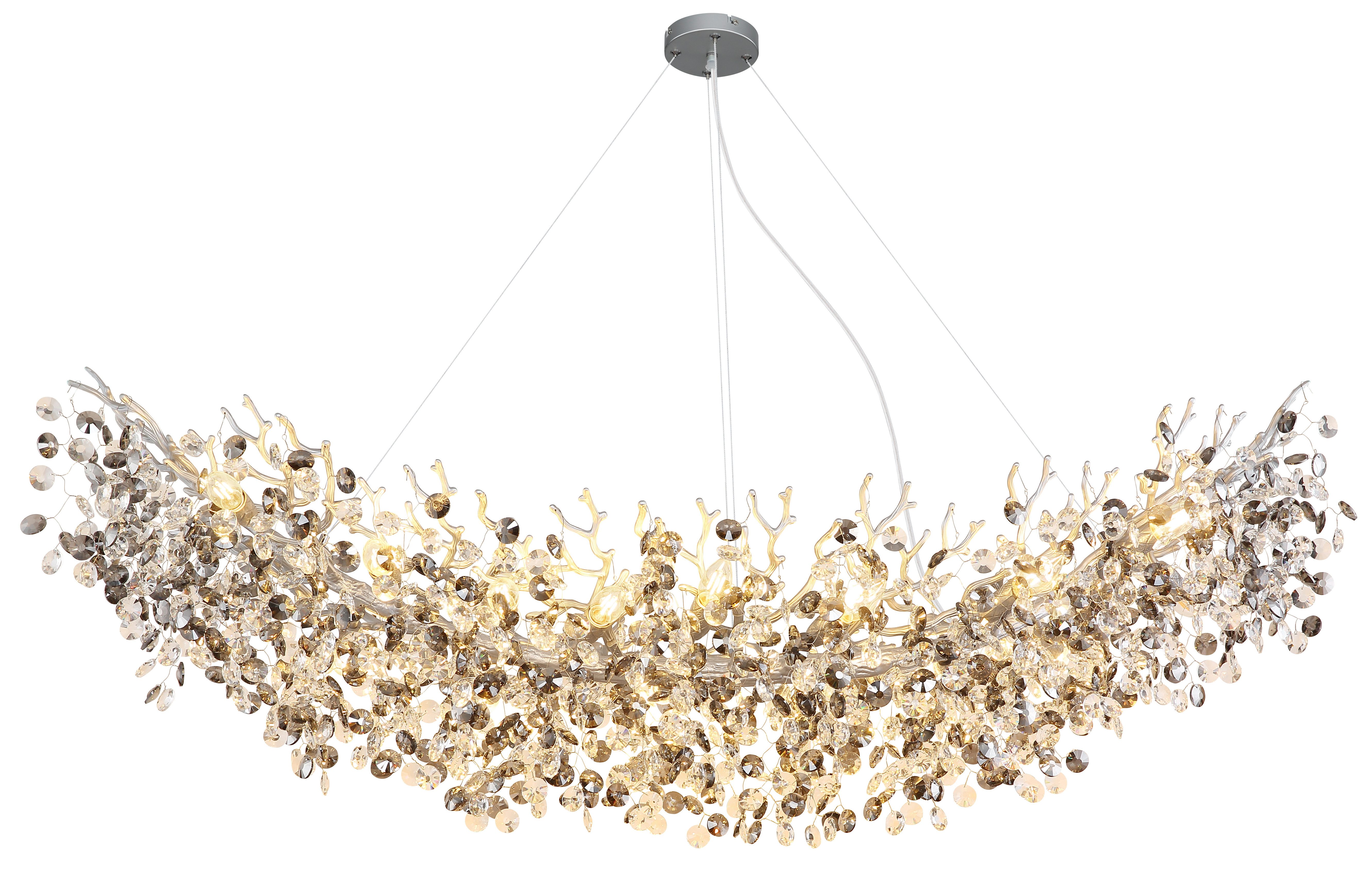 GLOBO LIGHTING Hängeleuchte QUEENA, Leuchtmittel wechselbar, Kristall Luster für Wohn- & Esszimmer, Höhe kürzbar