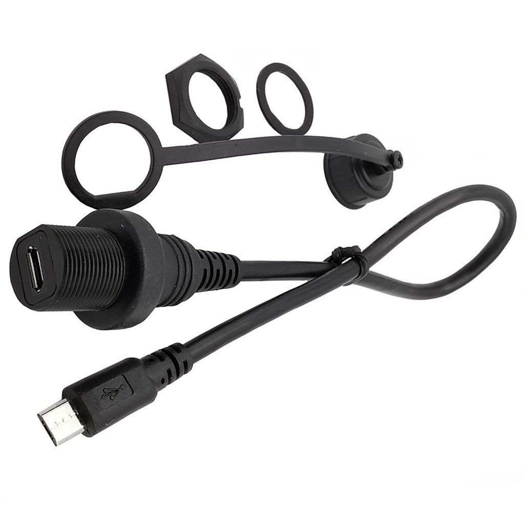Bolwins I60 30cm 5pin micro USB M zu F Kabel Adapter für PC Auto Boat Motorrad Verlängerungskabel, (30 cm) | Netz-Verlängerungskabel