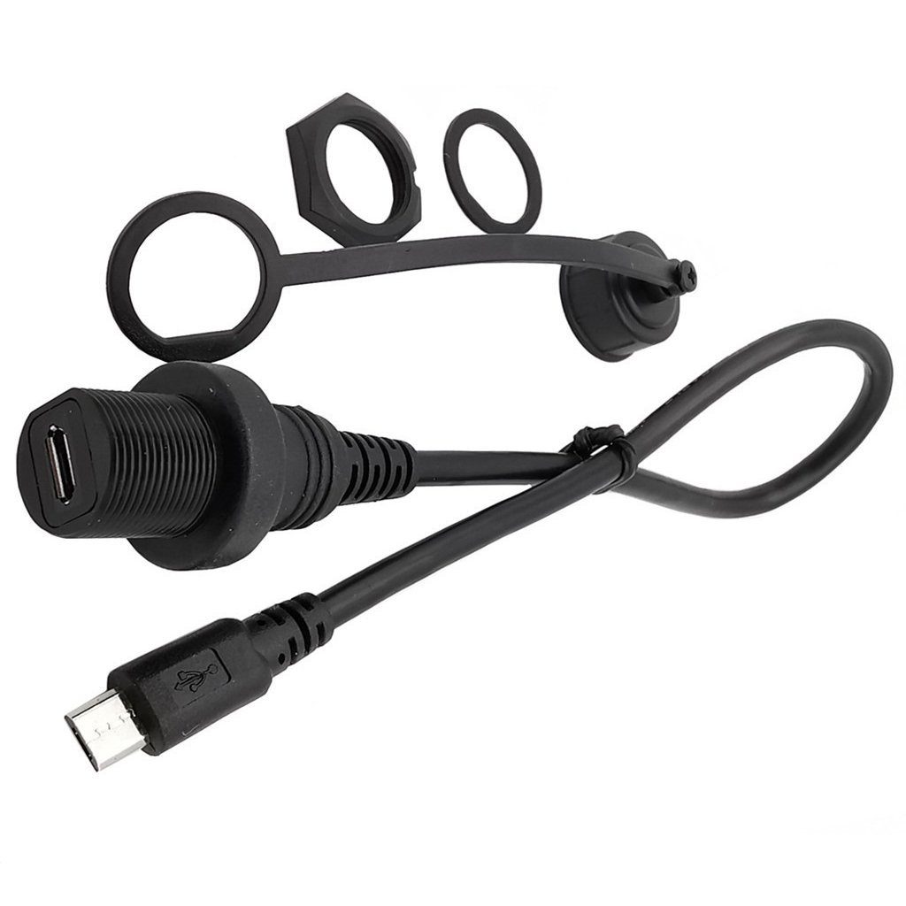 Bolwins I60 30cm 5pin micro USB M zu F Kabel Adapter für PC Auto Boat Motorrad Verlängerungskabel, (30 cm)