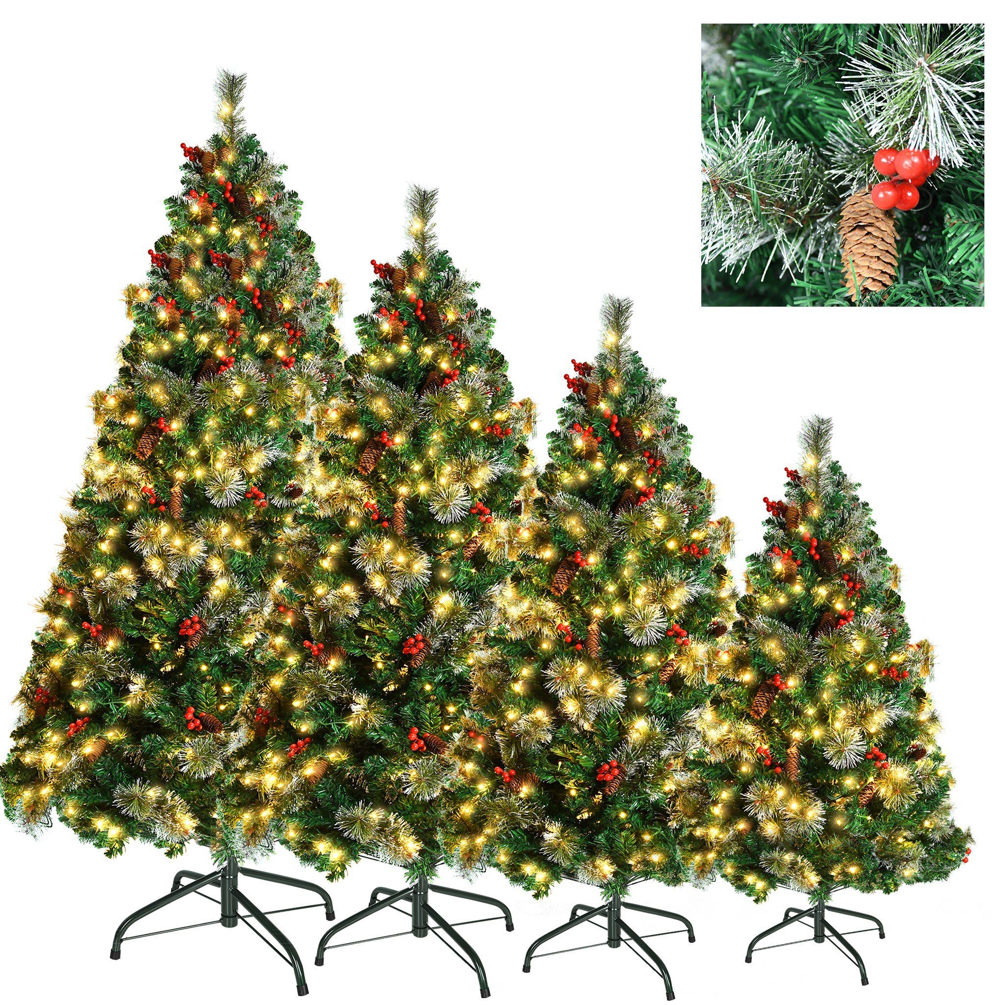 AUFUN Künstlicher Weihnachtsbaum mit LED Christbaum inkl. Metallständer