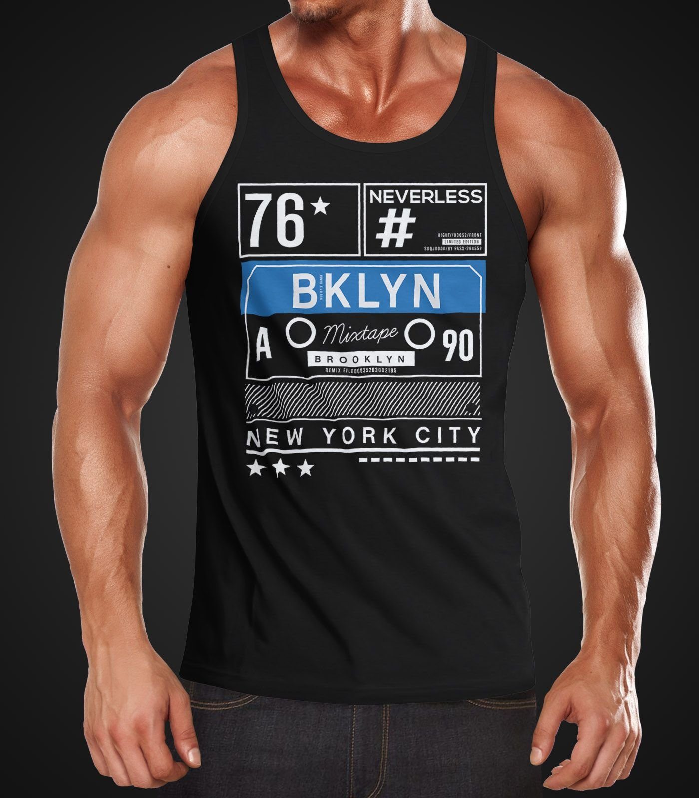Neverless Tanktop Herren Tank Top Mixtape Kassette Brooklyn New York City R günstig online kaufen