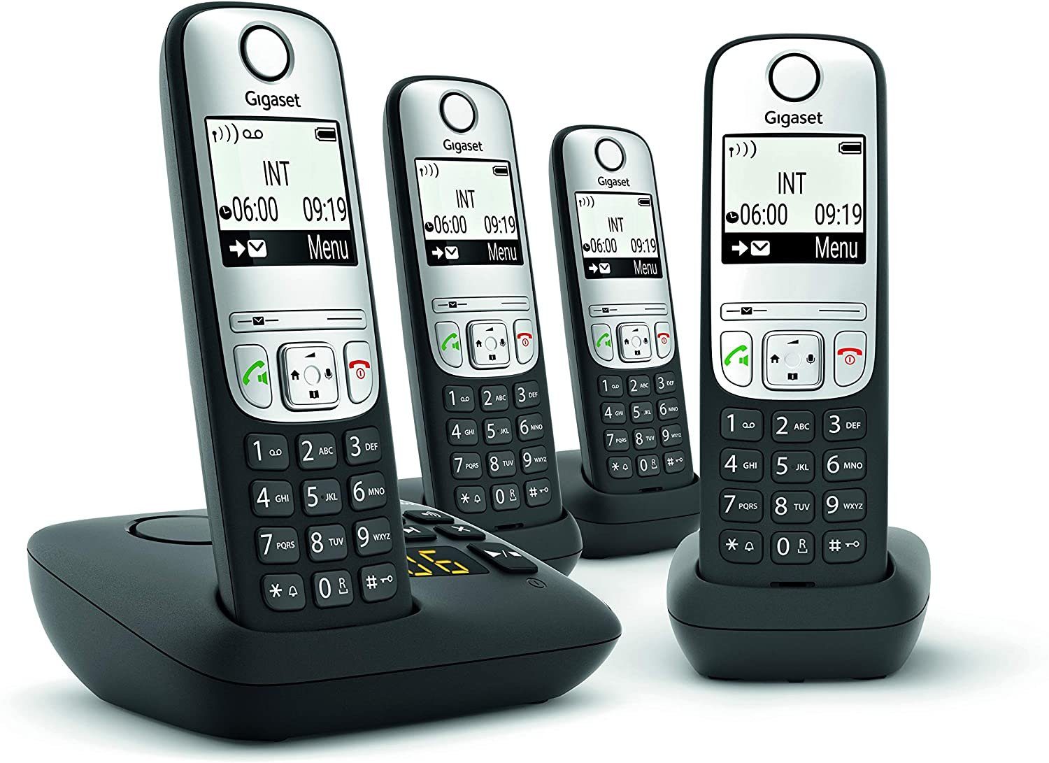Seniorenfreundlich Quattro, A690A DECT-Telefon Telefon Strahlungsarm) Gigaset Freisprechfunktion mit & & Schnurloses Gigaset Anrufbeantworter 4, Schnurloses (Mobilteile: