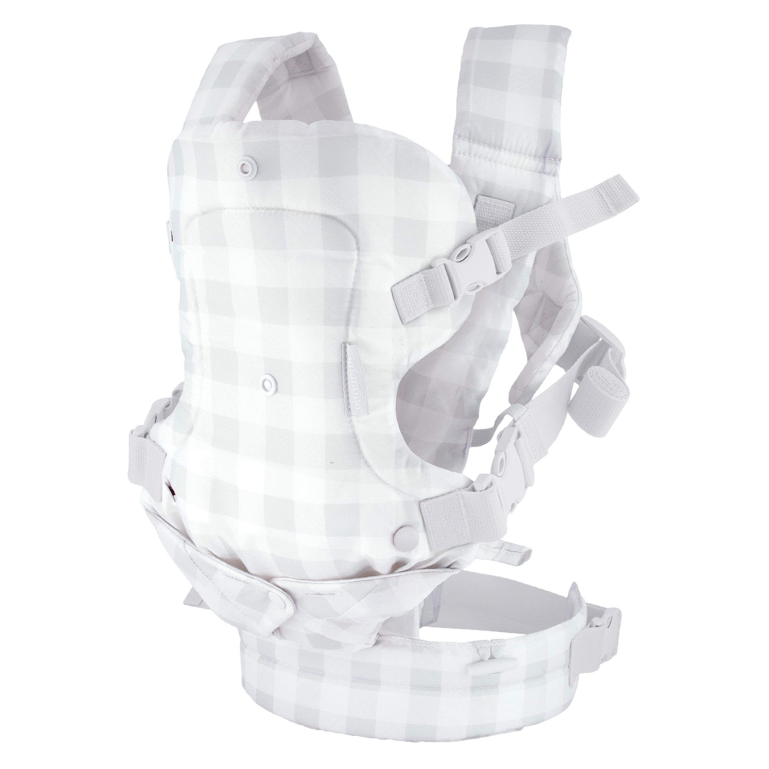 Infantino BKids Babytrage Flip Advanced - Ghingham Print, Baby Bauchtrage Rückentrage ab Geburt von 3,6 - 14,5 kg 4 Positionen