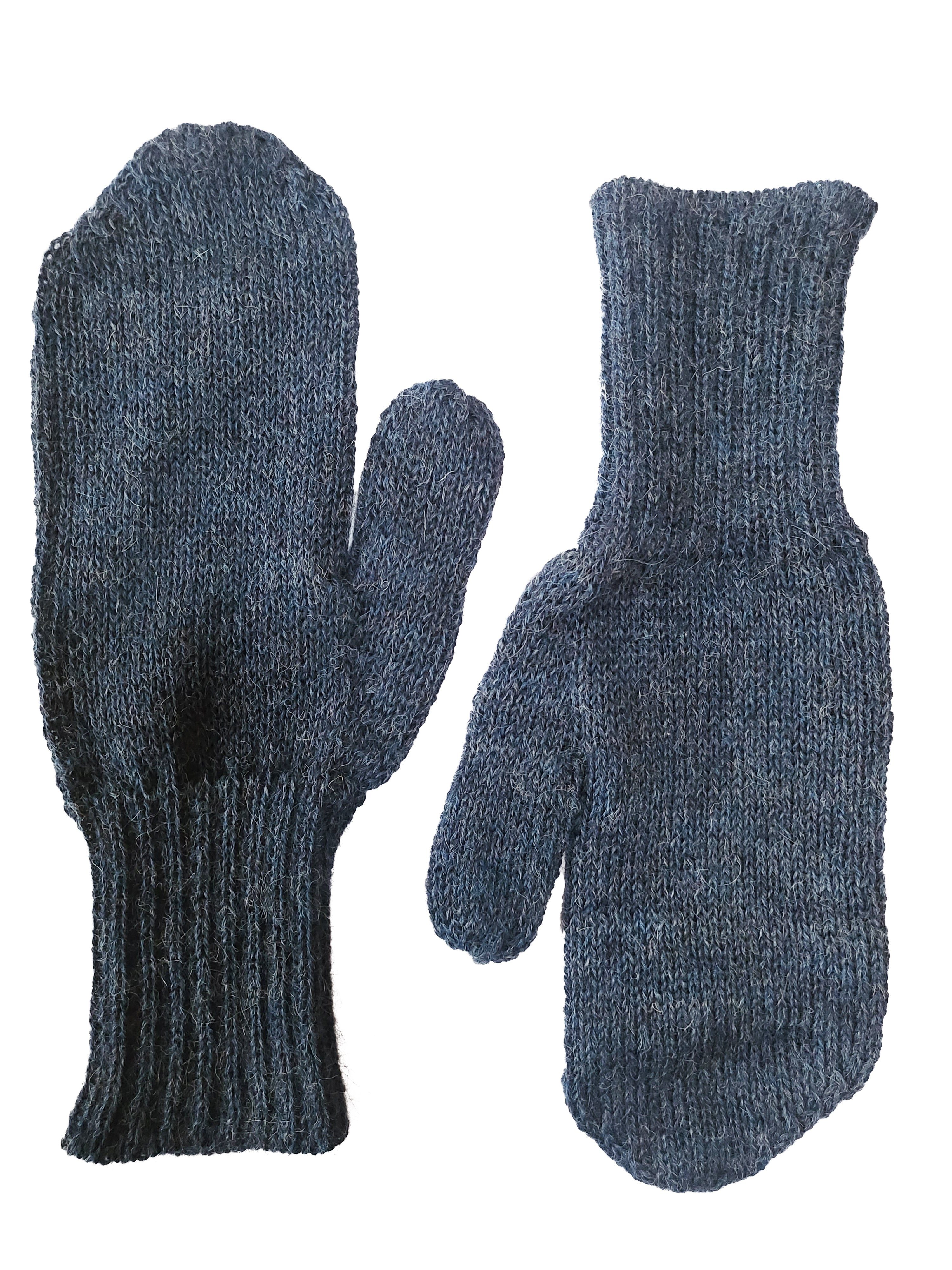 dunkel 100% Herren blau Alpakawolle Alpaka Handschuhe aus Damen Fäustlinge Gear Pugnoguanti Posh