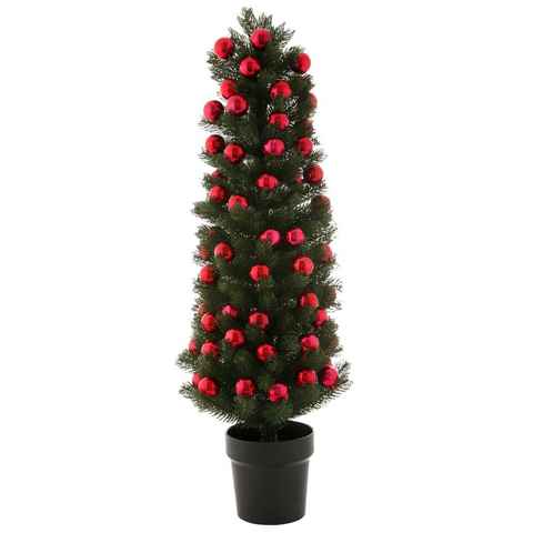 Myflair Möbel & Accessoires Künstlicher Weihnachtsbaum Weihnachtsdeko, künstlicher Christbaum, Tannenbaum, im Topf, mit roten Kugeln