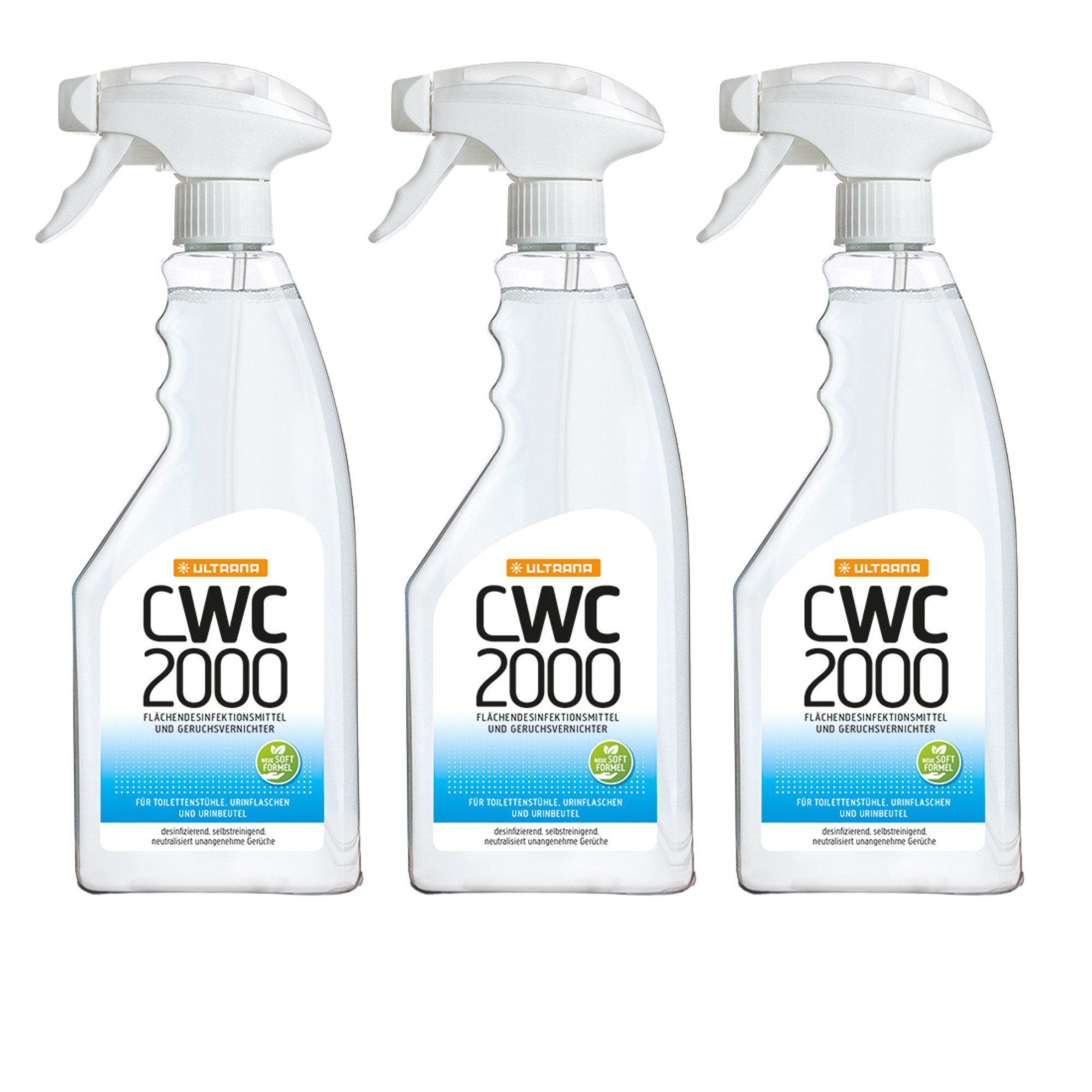 ULTRANA Ultrana CWC2000 Desinfektionsspray 3 x 500 ml Oberflächen-Desinfektionsmittel