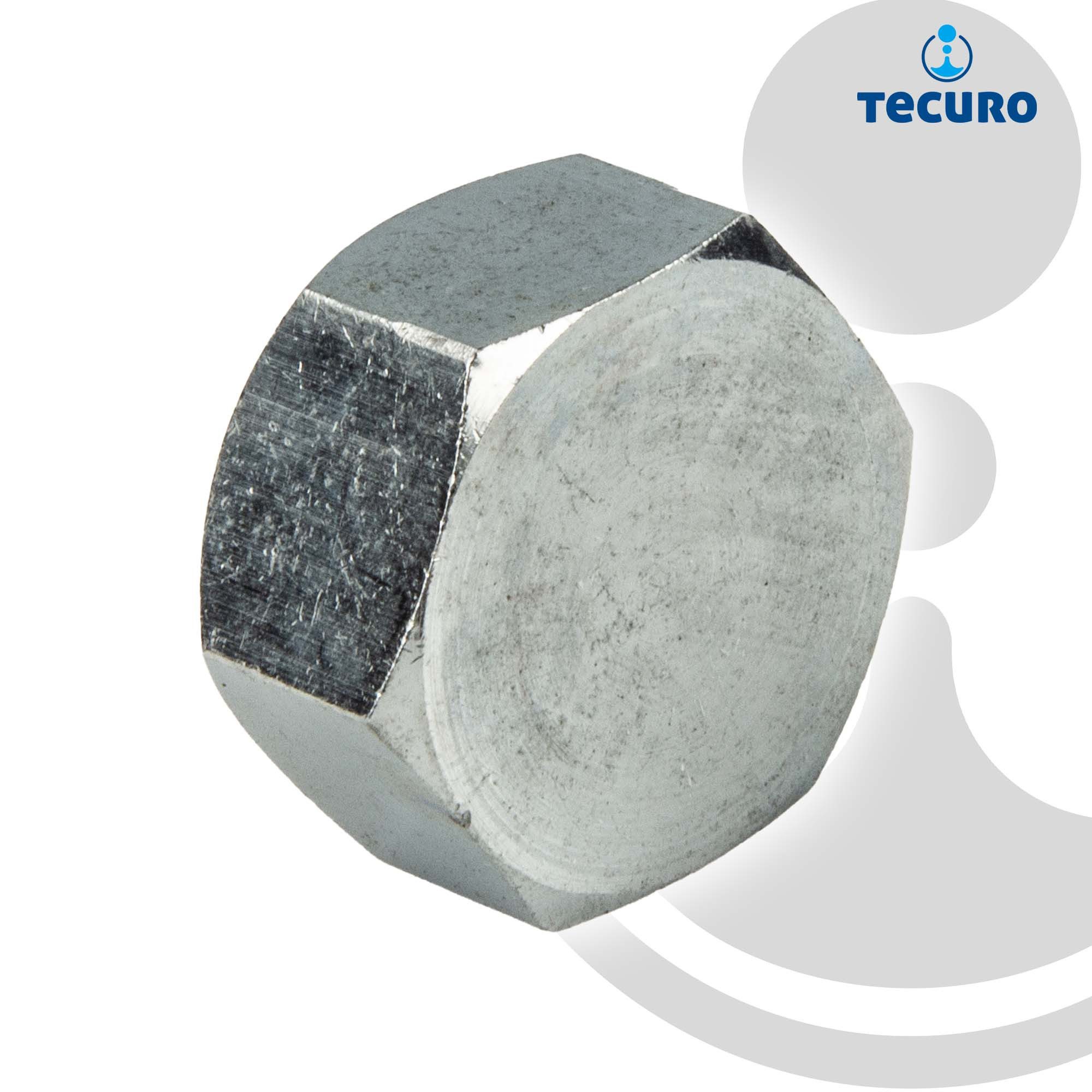 tecuro Gewindefitting Kappe mit Sechskant, Innengewinde Rp, Messing glanzverchromt, 3/8 Zoll