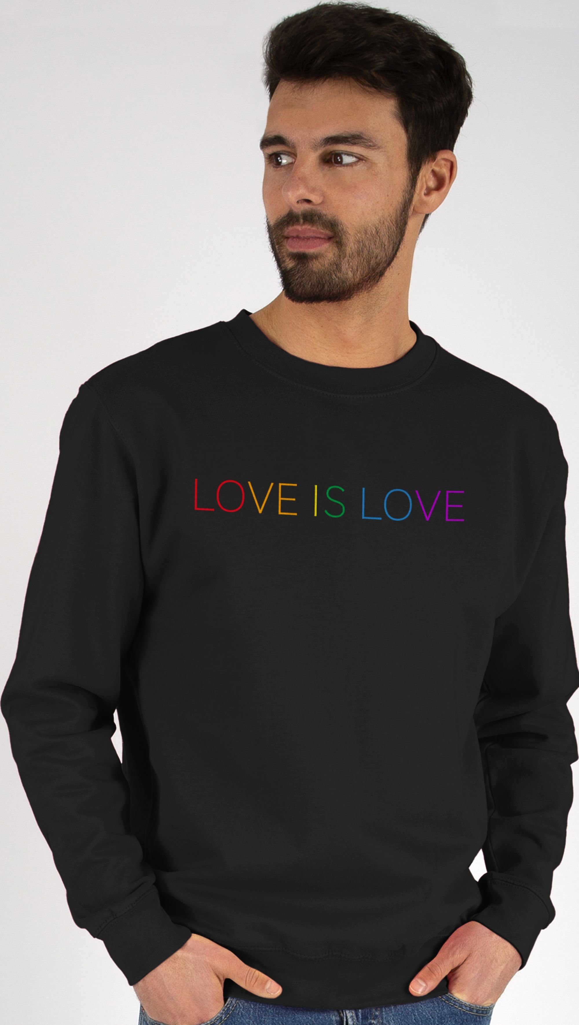 (1-tlg) Schwarz LGBT Shirtracer Sweatshirt - 1 - Pride Regenbogen Love is Kleidung Love