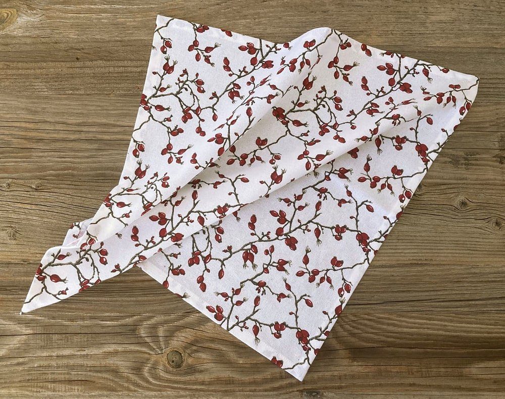 Platzset Stoffserviette LOTTA Hagebutten weinrot 45x45 cm Landhaus