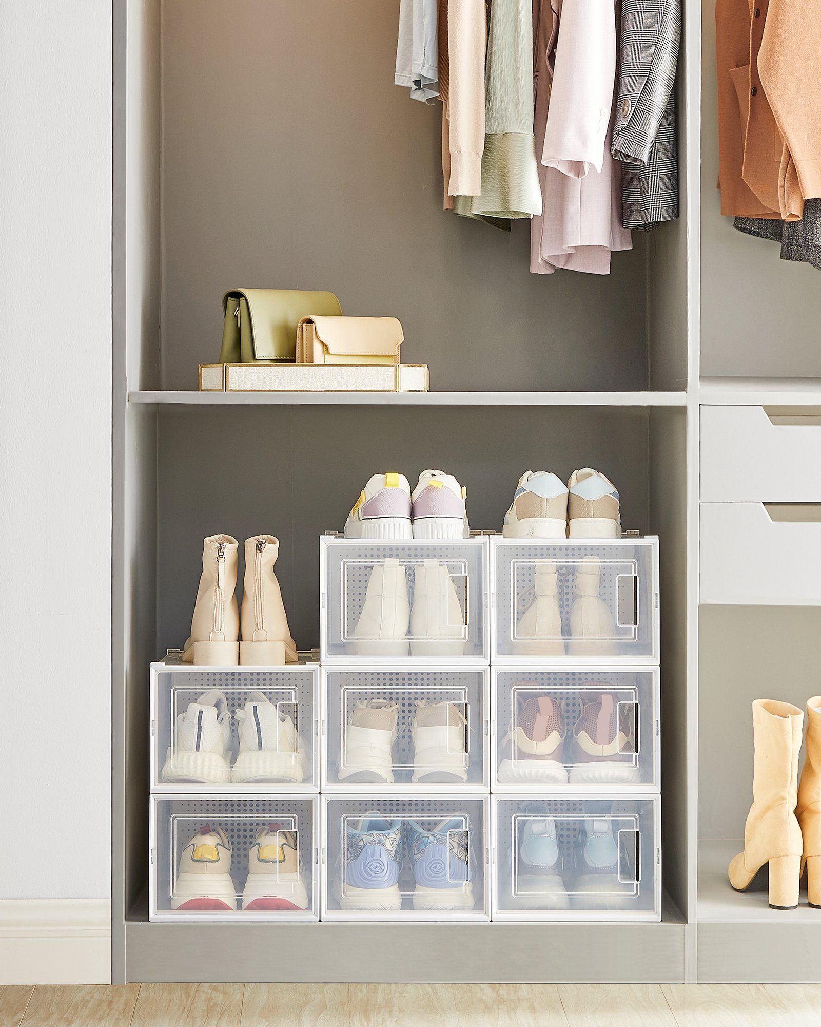 SONGMICS Schuhbox Aufbewahrungsboxen, 8er Pack faltbar günstig online kaufen