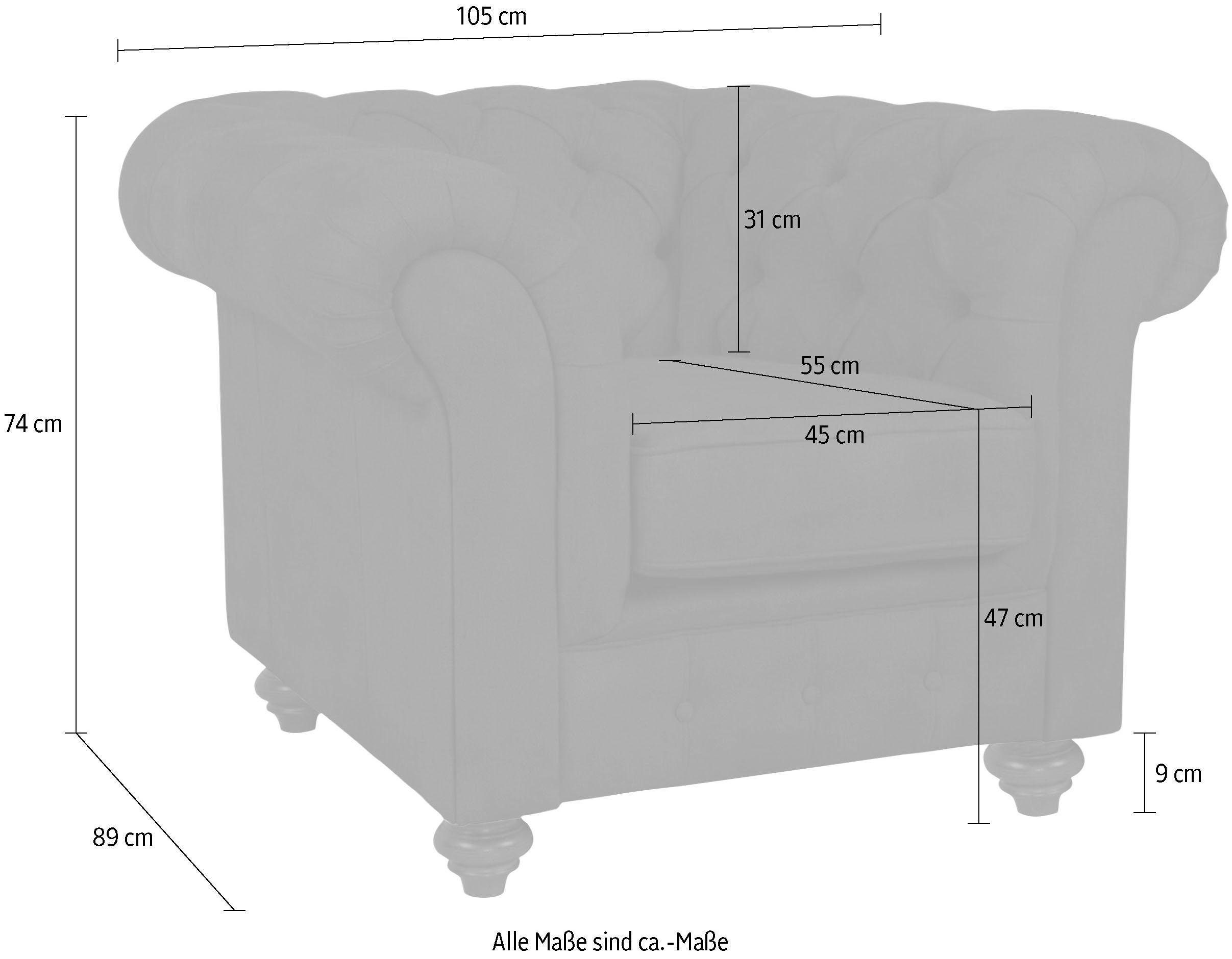 Home affaire Sessel Duc Chesterfield, hochwertige Knopfheftung im Rücken, Samtoptik mit changierender Optik