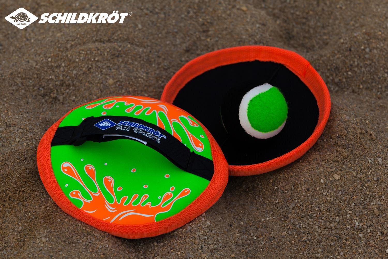 Schildkröt Spiel Neopren Klettball Set grün/orange, Fangen
