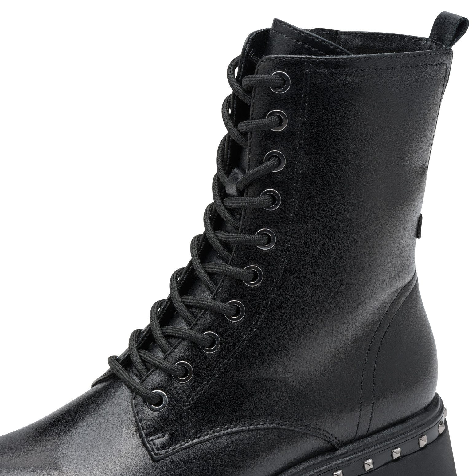 Tamaris Schnürboots, Blockabsatz, Plateau, Schnürstiefelette mit Nieten am Sohlenrand