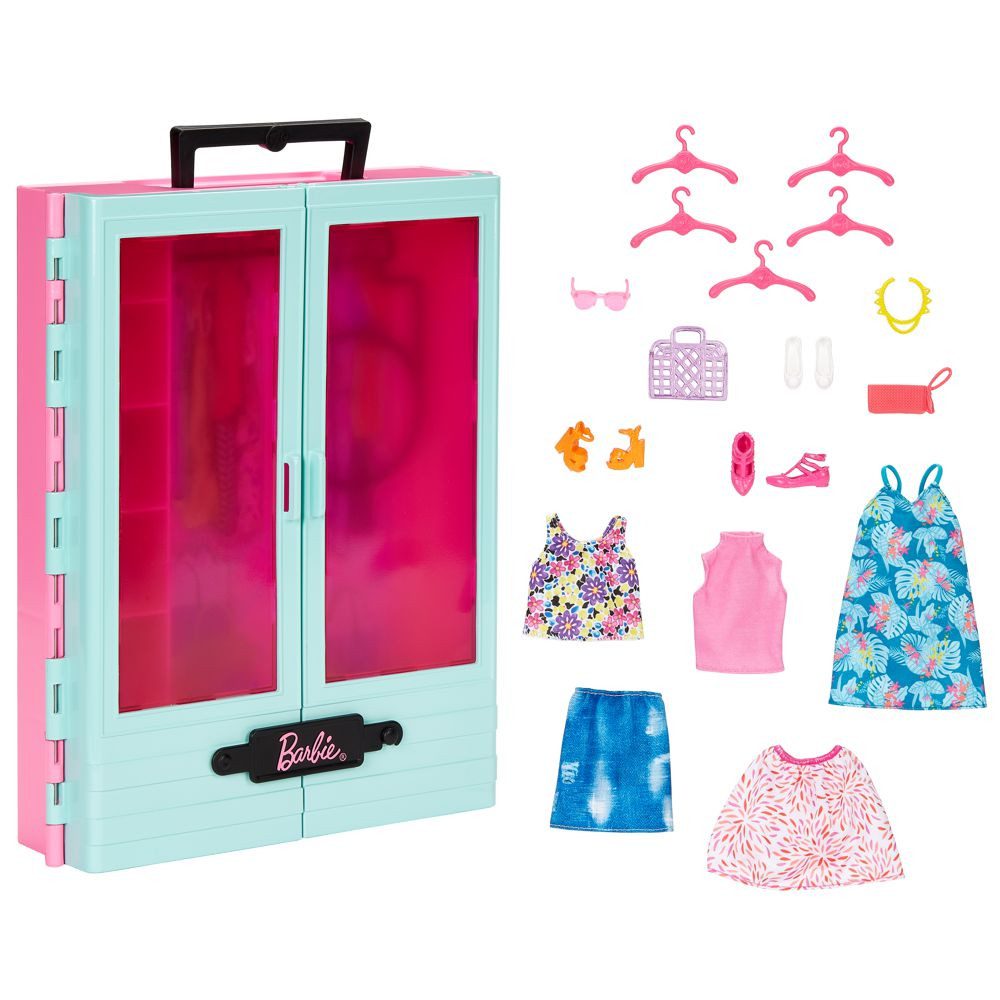 Barbie Puppenhausmöbel Barbie Kleiderschrank mit Kleidung günstig online kaufen