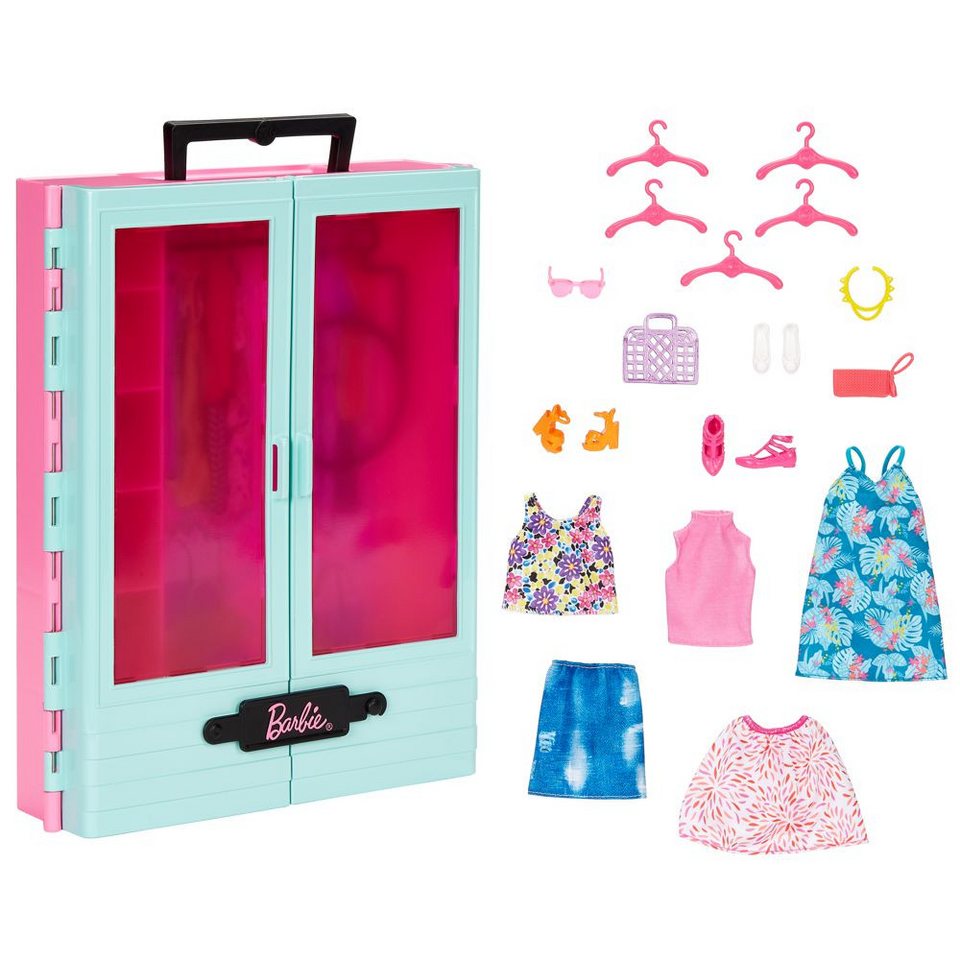 barbie puppenhausmöbel barbie kleiderschrank mit kleidung mattel