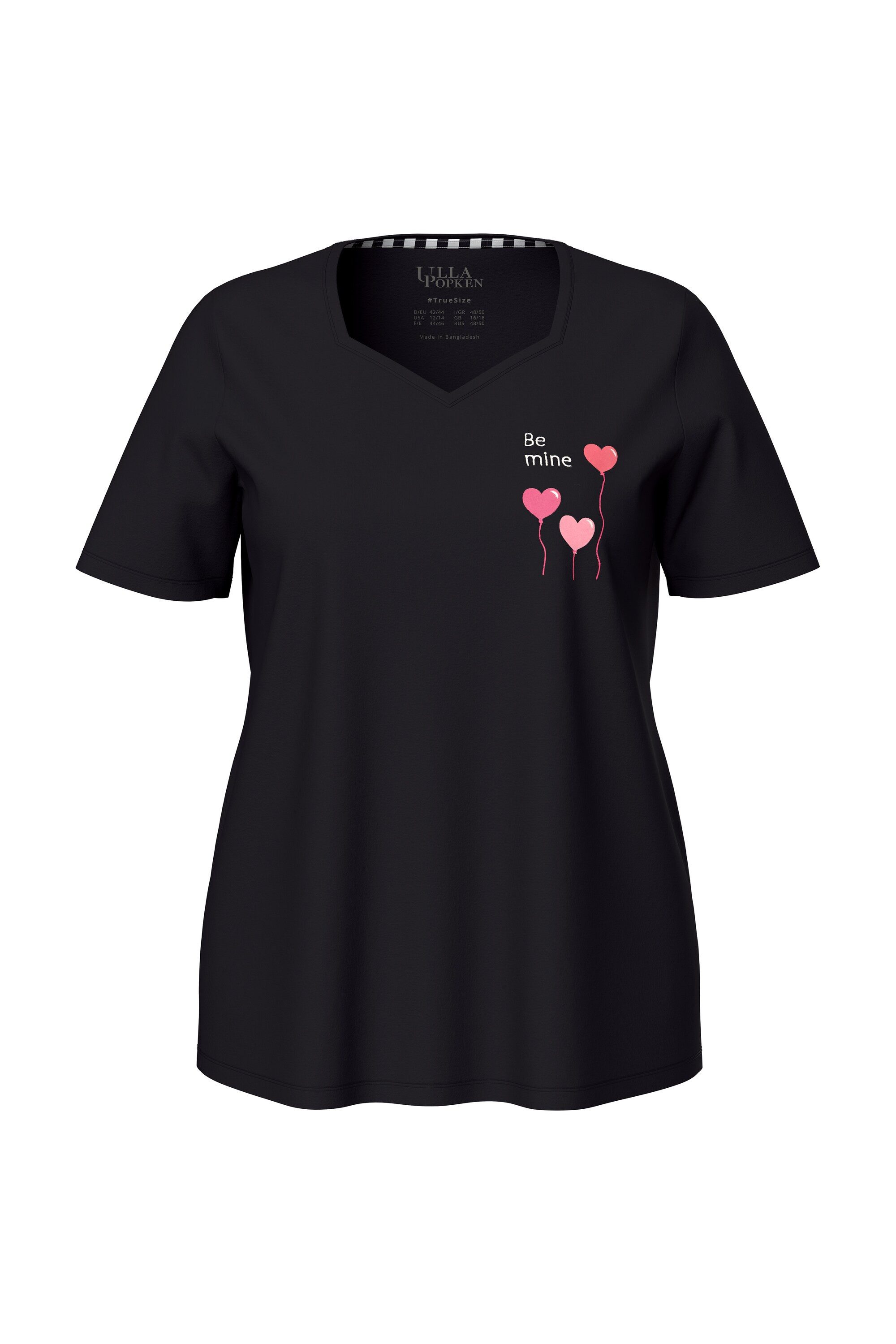 Ulla Popken Pyjama Pyjamashirt Herzen Halbarm günstig online kaufen