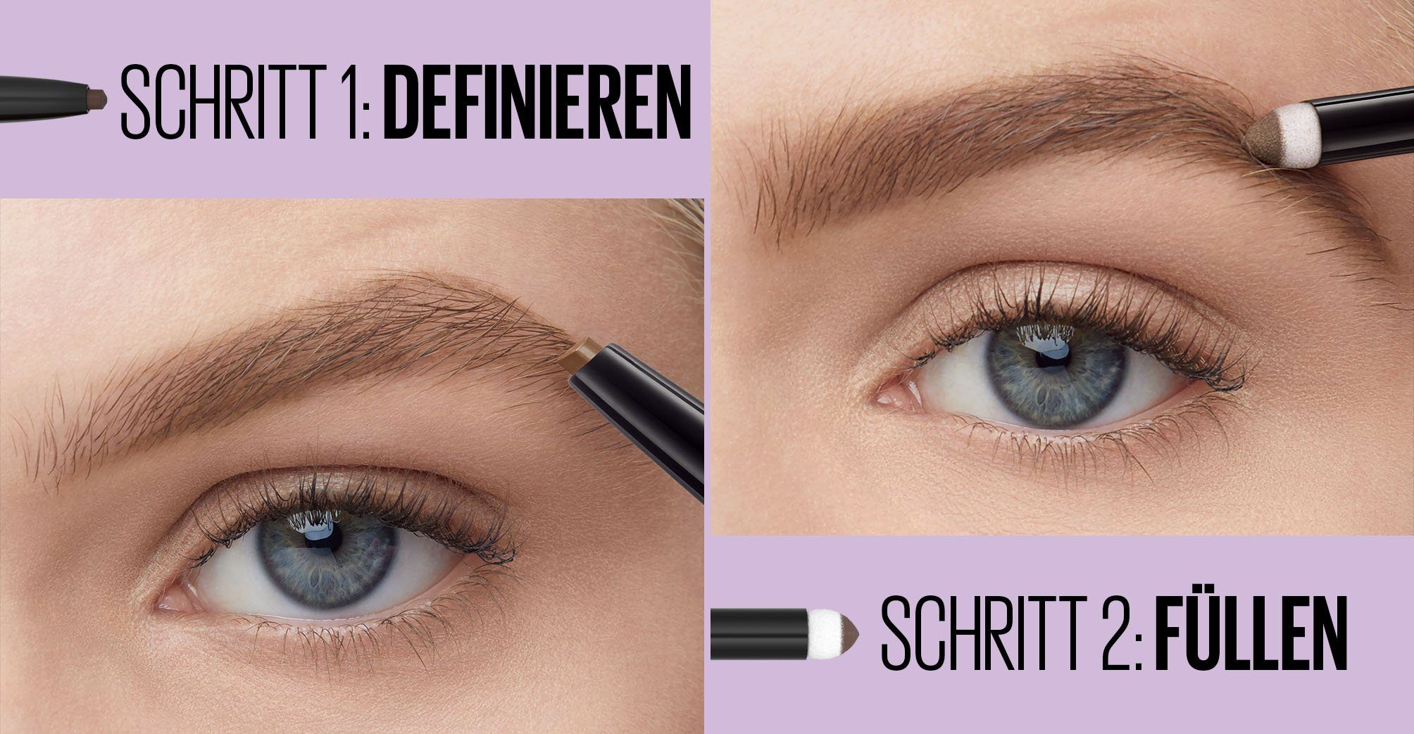 MAYBELLINE NEW YORK Augenbrauen-Stift Maybelline New York Express Brow Satin Duo, mit Duo-Applikator
