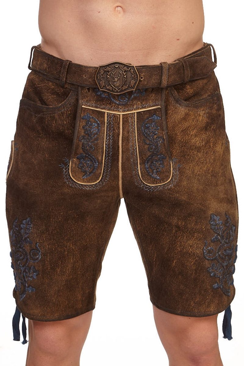 Trachtenlederhose Lederhose Herren kurz - PRESLEY - taiga