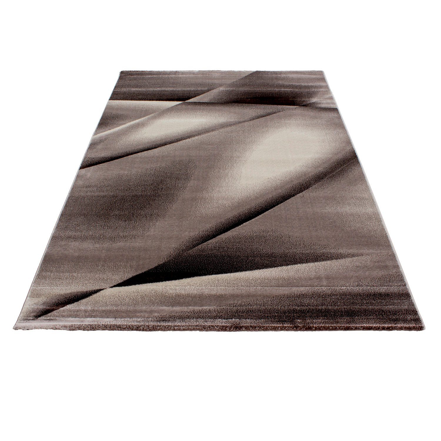 SIMPEX24 Designteppich Abstrakt Design, Läufer, Höhe: 12 mm, Modern Kurzflor Teppich Wohnzimmer Abstrakt Design Braun Pflegeleicht