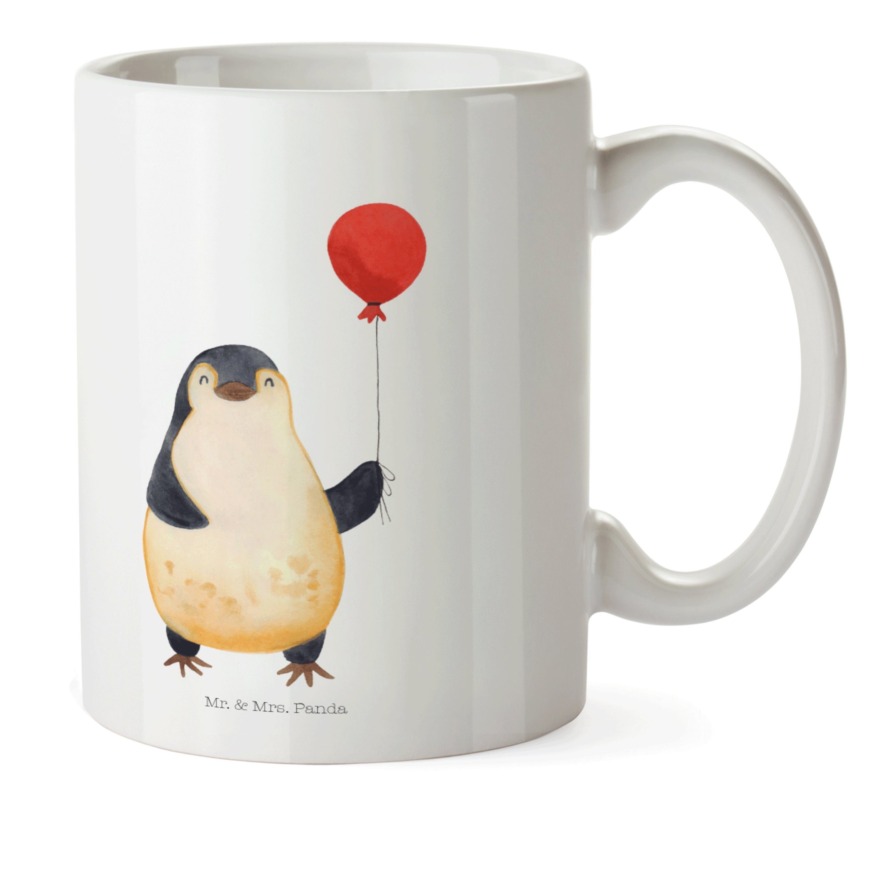 Mr. & Mrs. Panda Kinderbecher Tasse, Weiß Kunststoff Luftballon Reisetasse, Geschenk, Pinguin Pinguine, - Tr, 