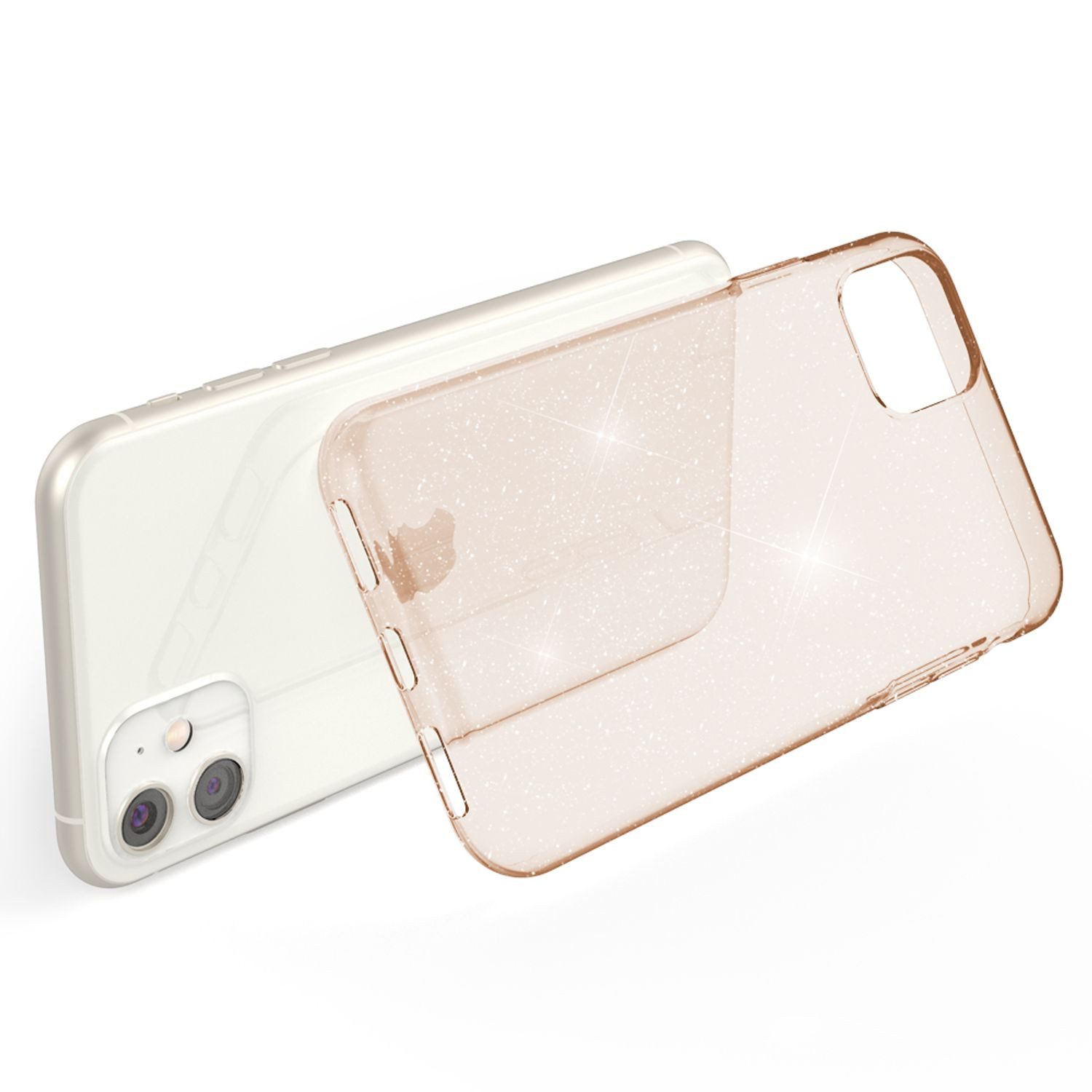 Nalia Smartphone-Hülle Apple iPhone 11 15,5 cm (6,1 Zoll), Klare Glitzer Hülle / Silikon Transparent / Glitter Cover / Bling Case