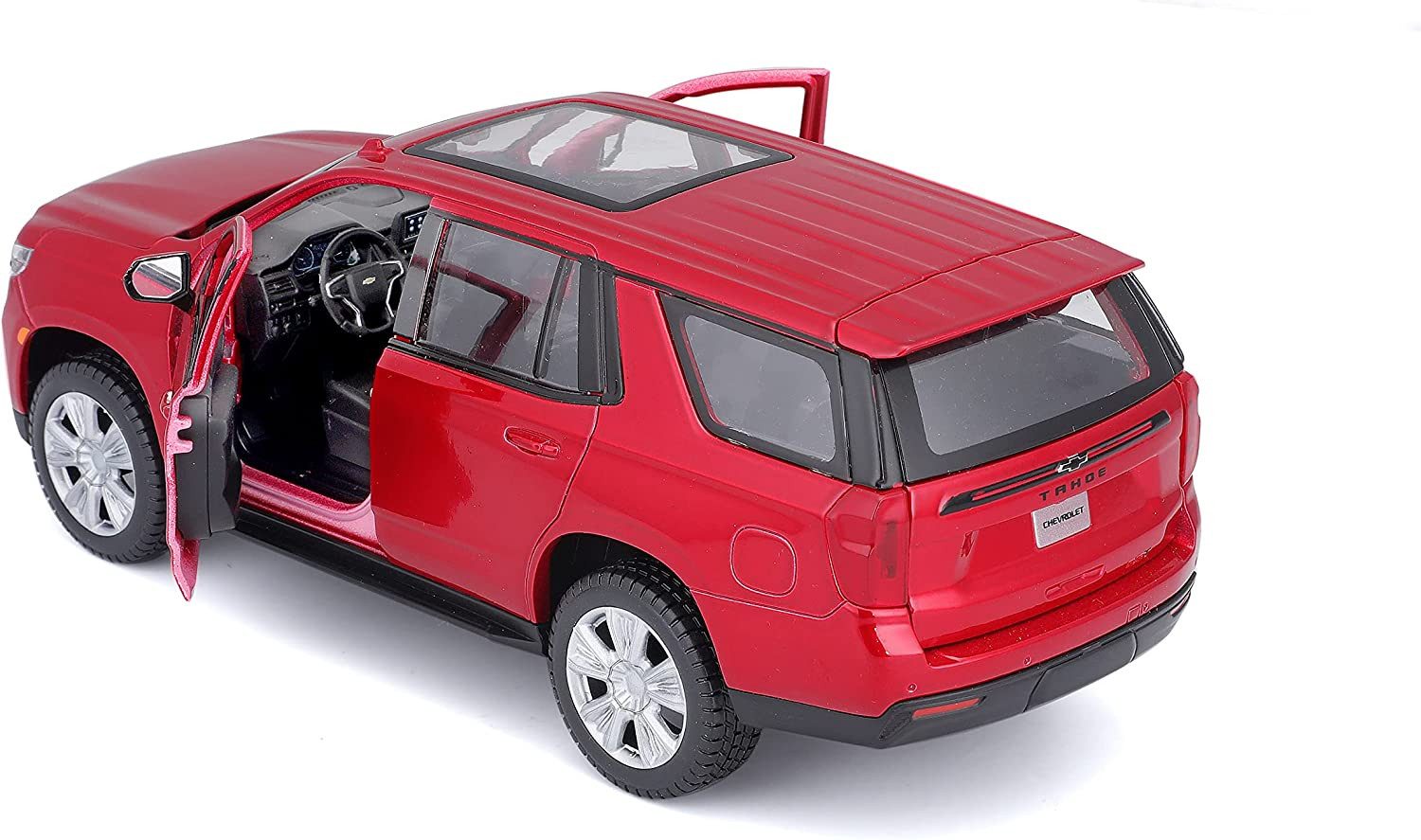 Maisto® Modellauto Chevrolet Tahoe '21 (rot), Maßstab 1:26, detailliertes Modell