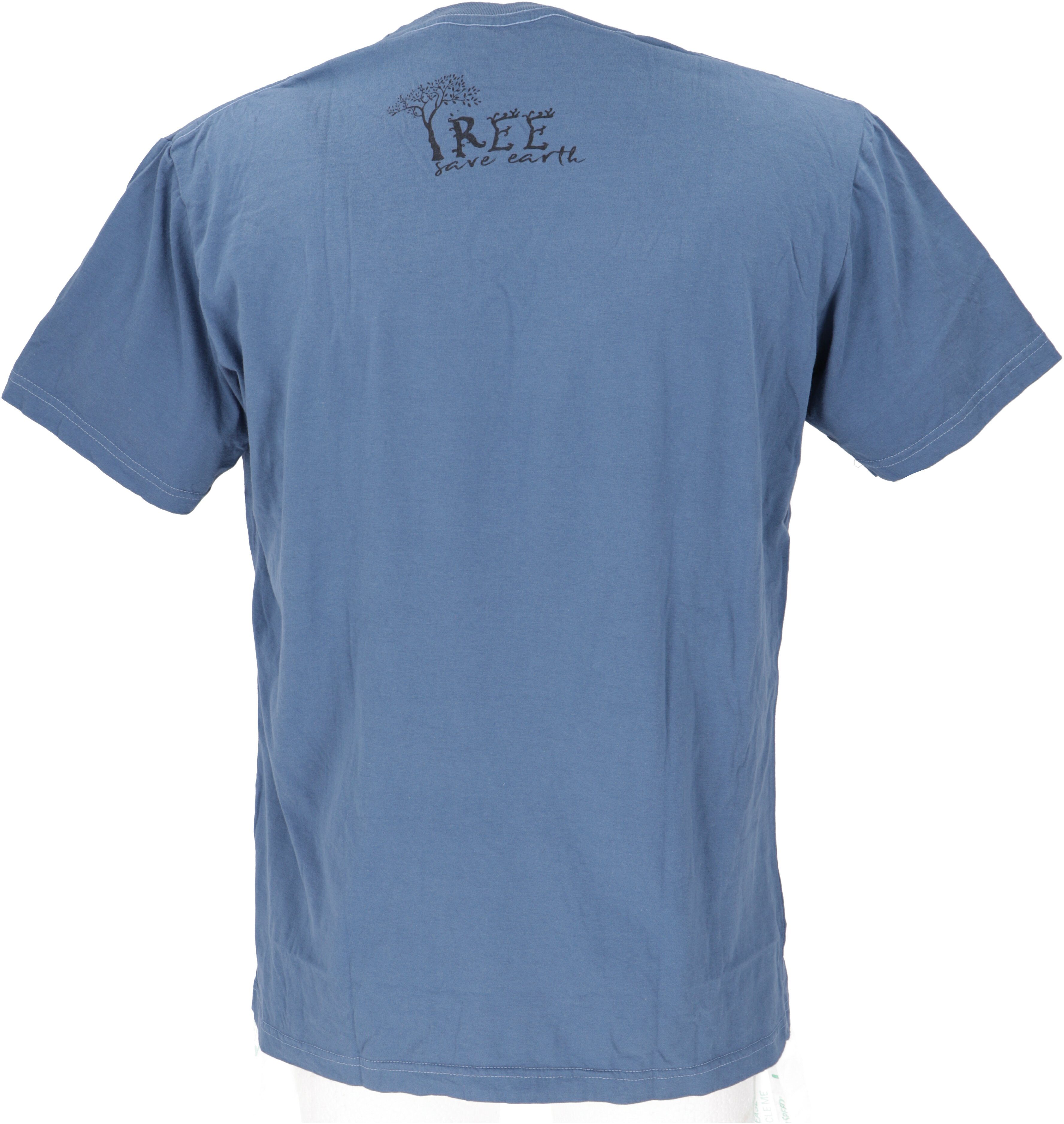 Guru-Shop T-Shirt Retro T-Shirt, earth T-Shirt Tree Ice/blau - save Retro