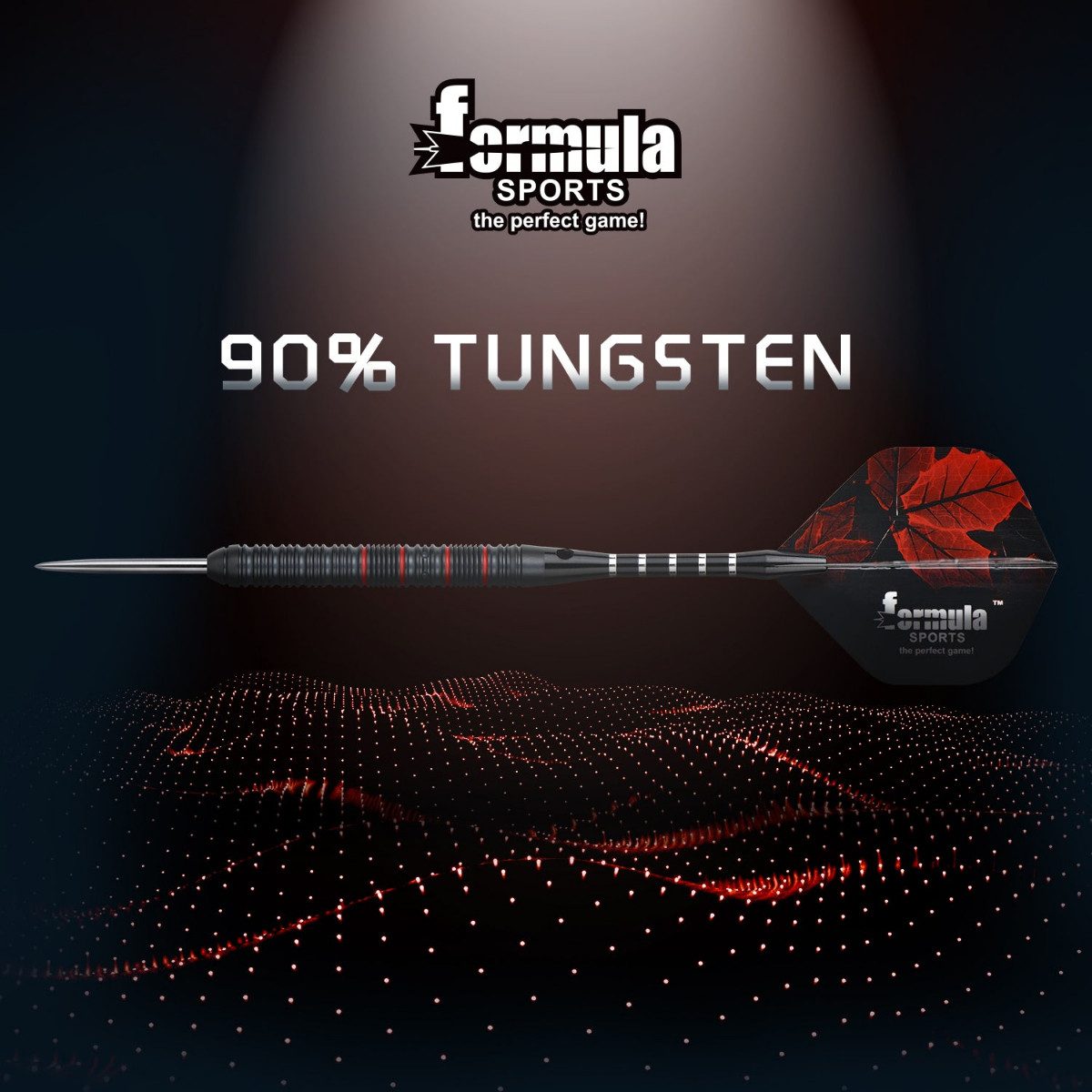 Formula Sports Dartpfeil FST180 Gen2 Schwarzrot Rings Steeldart Set 23g mit Tungsten Barrels, Wolfram-Barrels mit schwarzroten Gripringen und stabilen Spitzen