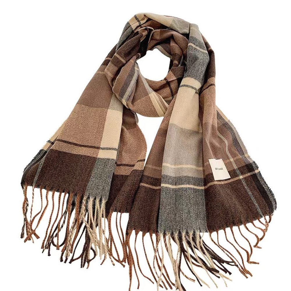 Coonoor Wollschal Damen Weich Lange Wraps,Groß Karo Fransen Schals,Warm Winterschal, für Herbst Winter