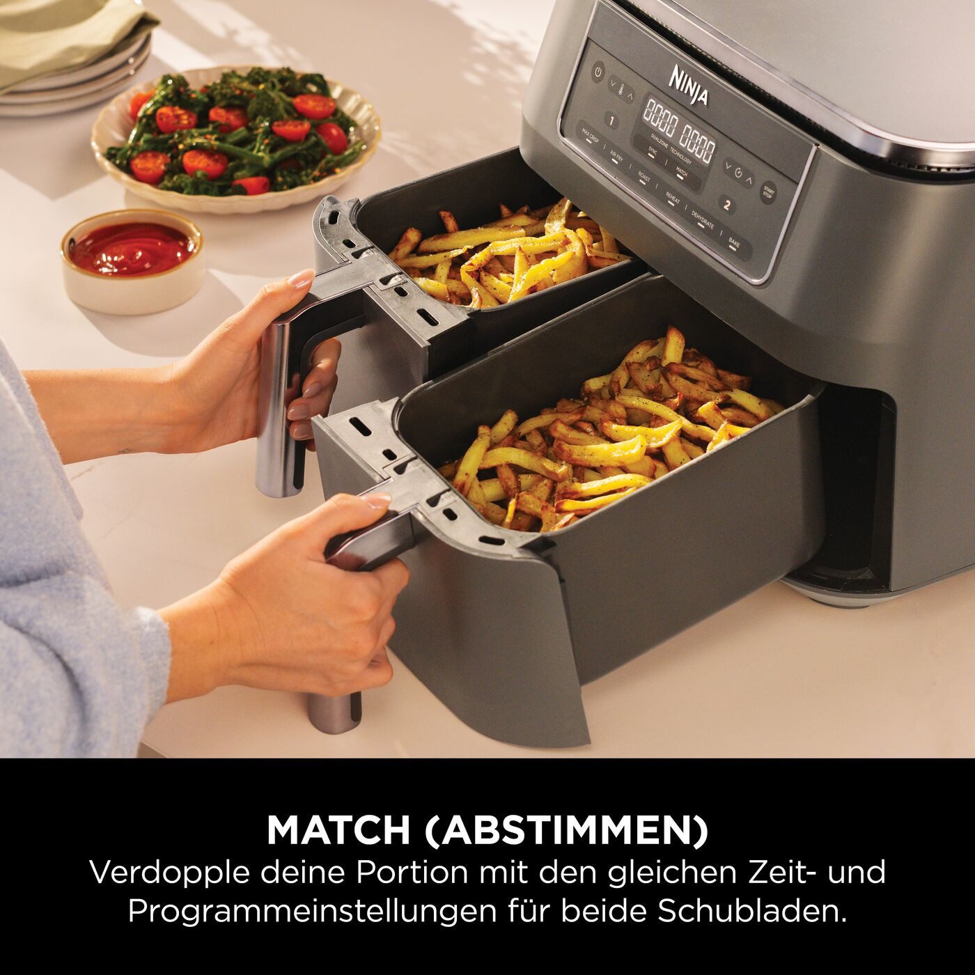 NINJA Heißluftfritteuse Ninja 6-in-1 Dual Zone Air Fryer 7.6L DZ300EU, 2470 W – Bild 4 von 5