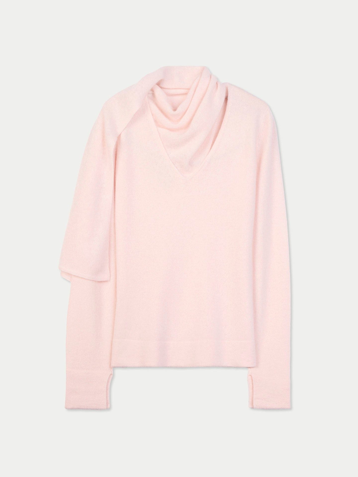 Rundhalspullover Kaschmirpullover mit drapiertem Schal