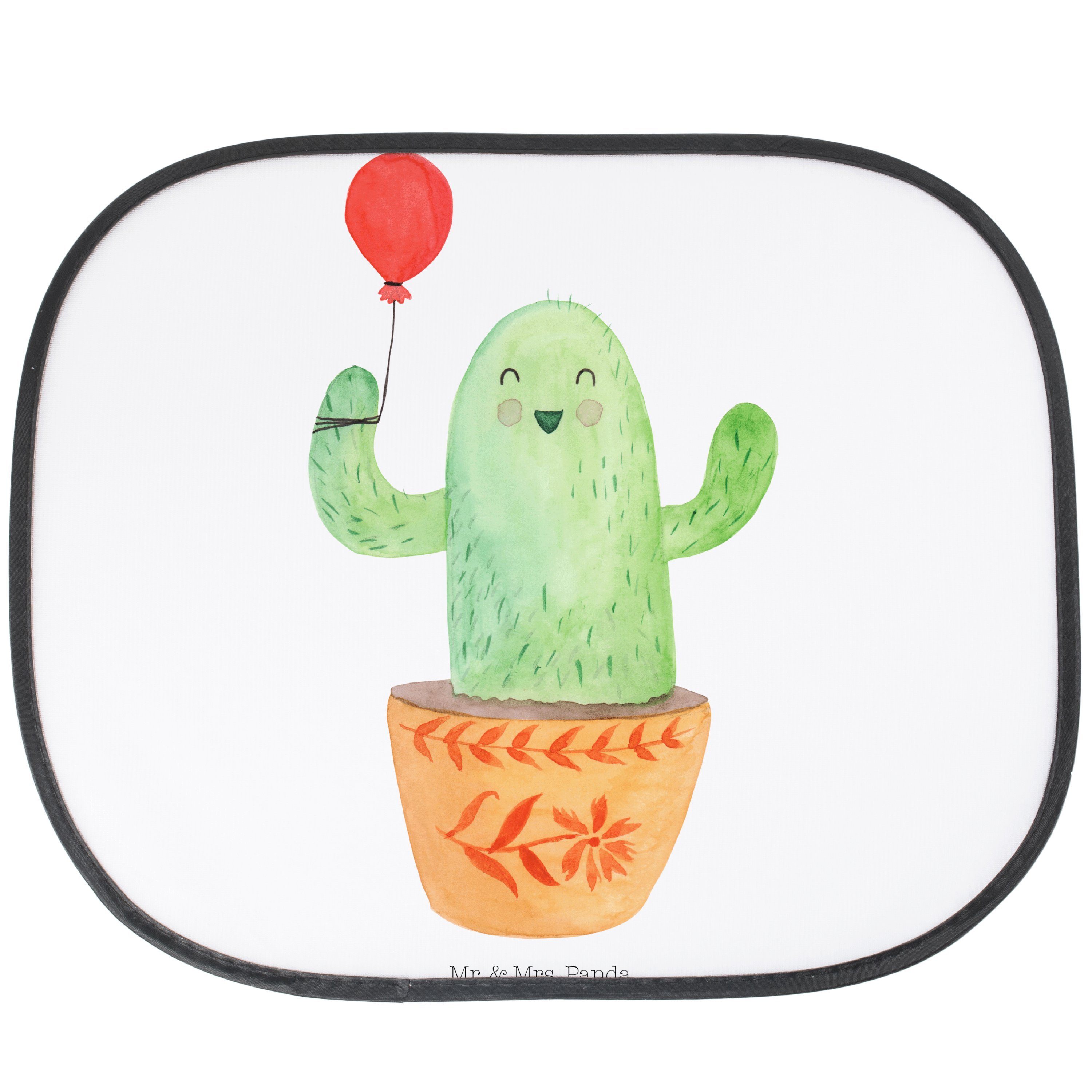 Sonnenschutz Kaktus Luftballon - Weiß - Geschenk, Kakteen, Auto Sonnenschutz, Büro, Mr. & Mrs. Panda, Seidenmatt | Fensterfolien