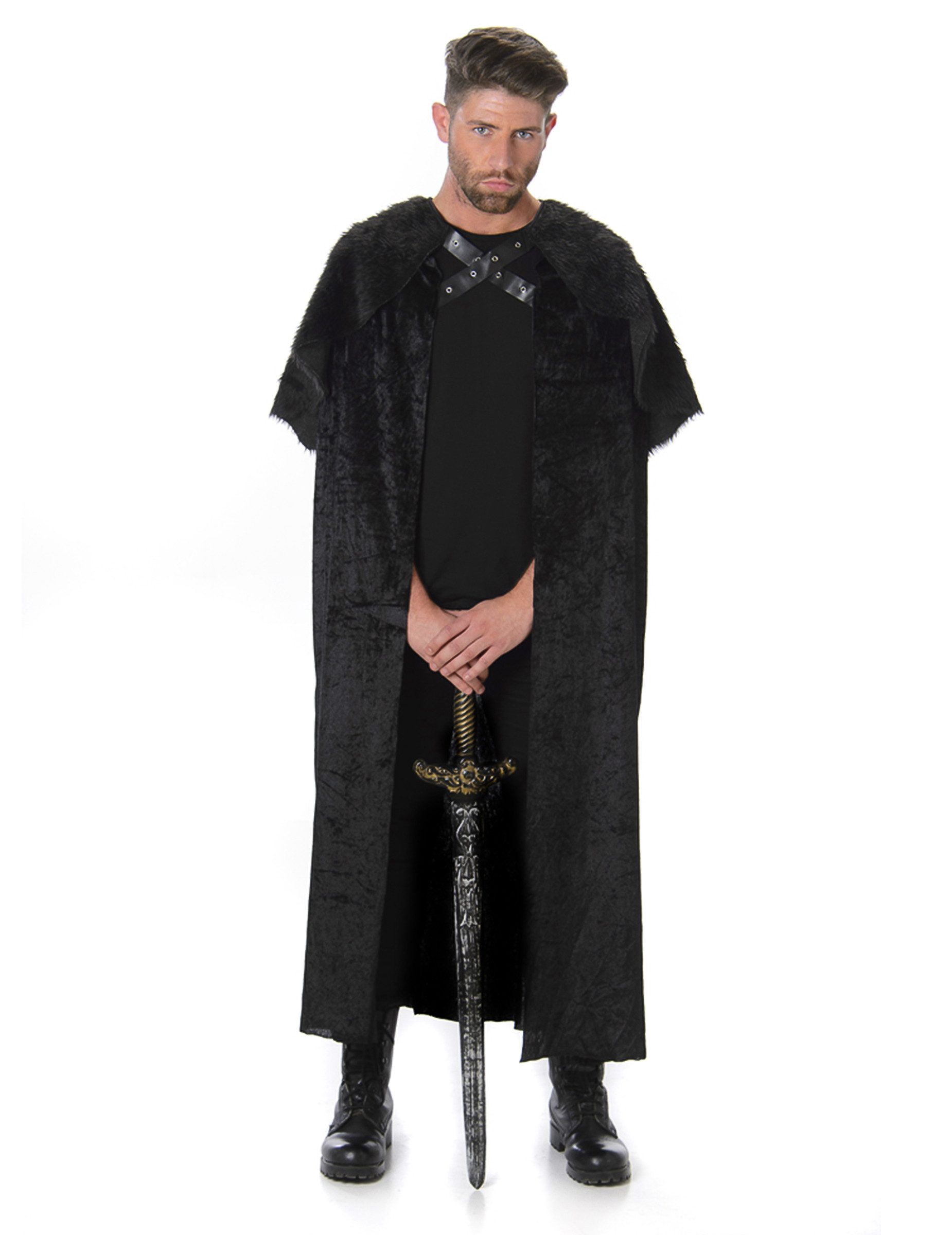 Kostüm Mittelalter-Krieger Fell-Umhang Nachtwächter schwarz