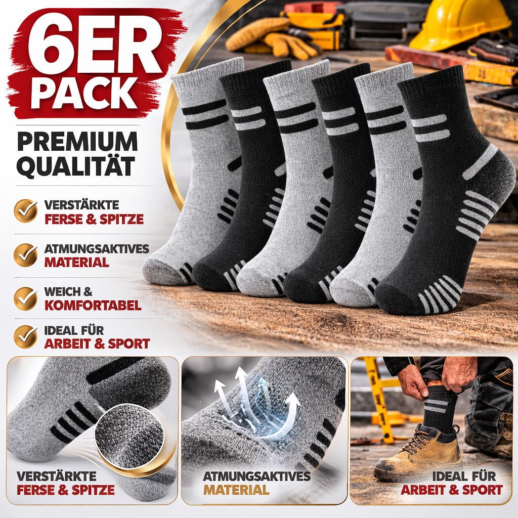 DDOnlineShop Thermosocken Thermo socken Arbeitssocken Sport Socken Herren Damen (Packung,Spar-Set, 6-Paar, 6 Paar) Premium Qualität(A-YS312)