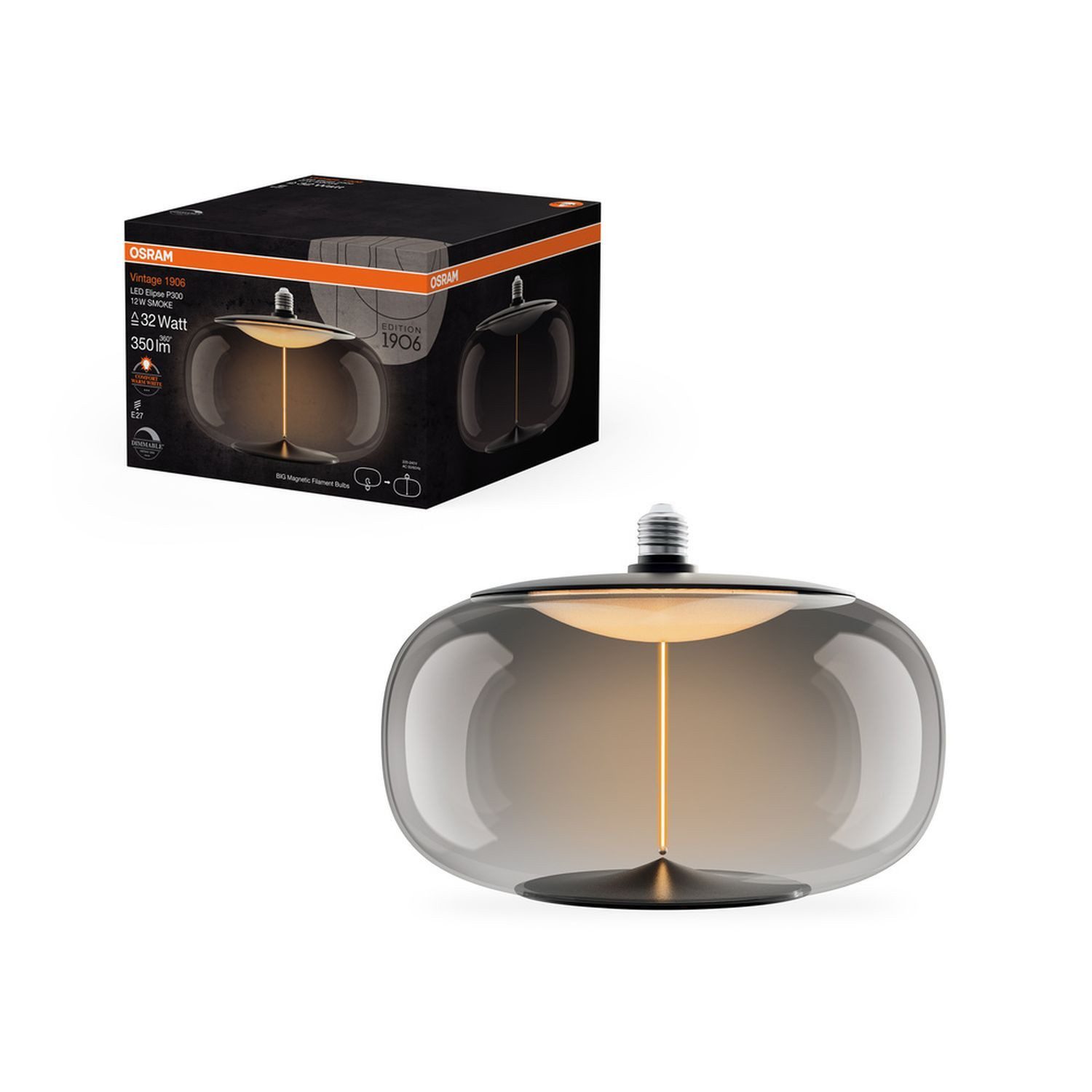 Licht-Erlebnisse LED-Leuchtmittel LAMP, E27, Warmweiß, groß Ø 30 cm E27 1800 K 350 lm ultra-warmweiß dimmbar Deko Lampe