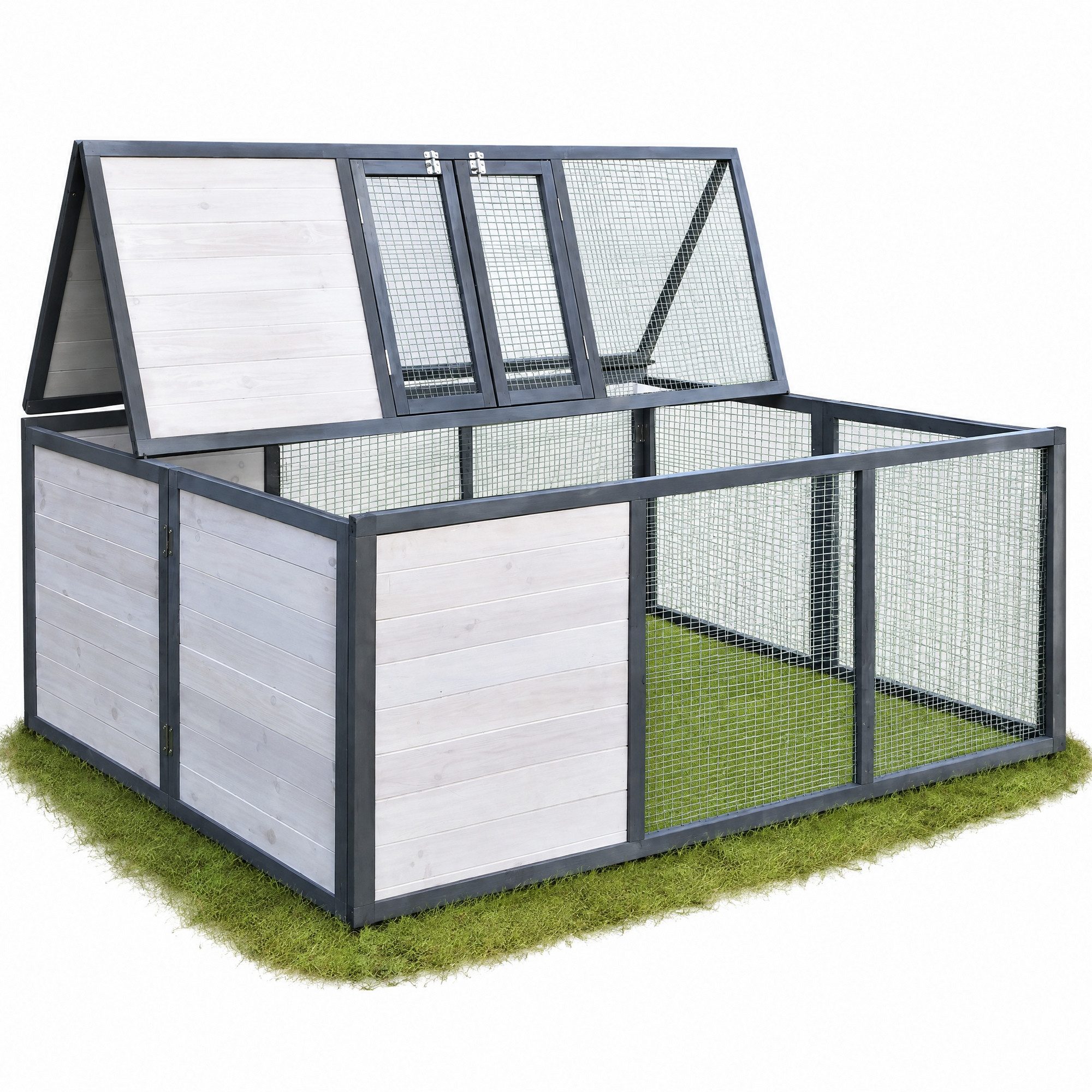 Melko Freigehege Freilaufgehege Faltbar Hasen Kaninchen Meerschweinchen Freigehege, Optimaler Mix aus Freilaufgehege und Hasenstall