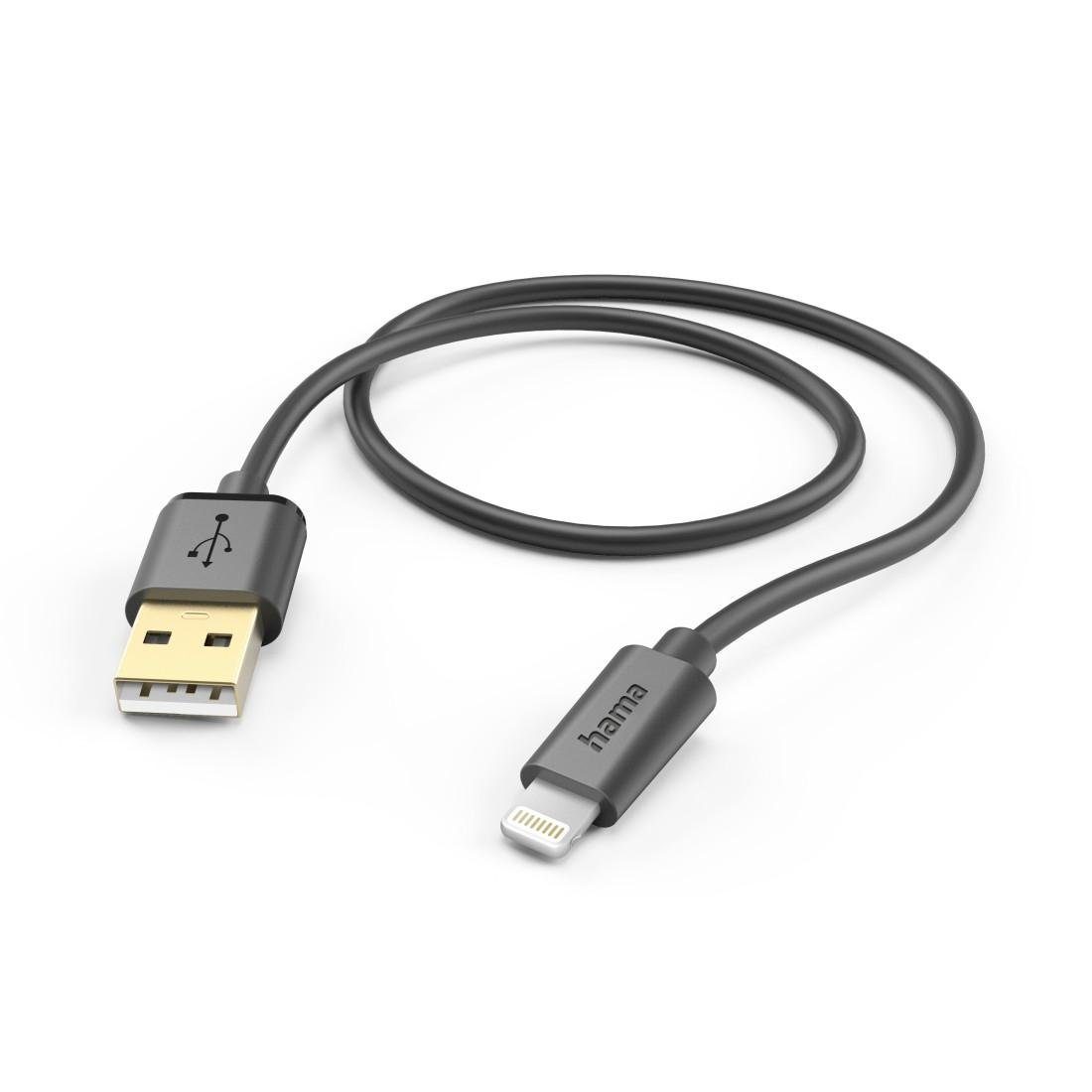 Hama USB-Kabel Ladekabel, USB-A - Lightning, 1,5 m, Schwarz USB-Kabel
