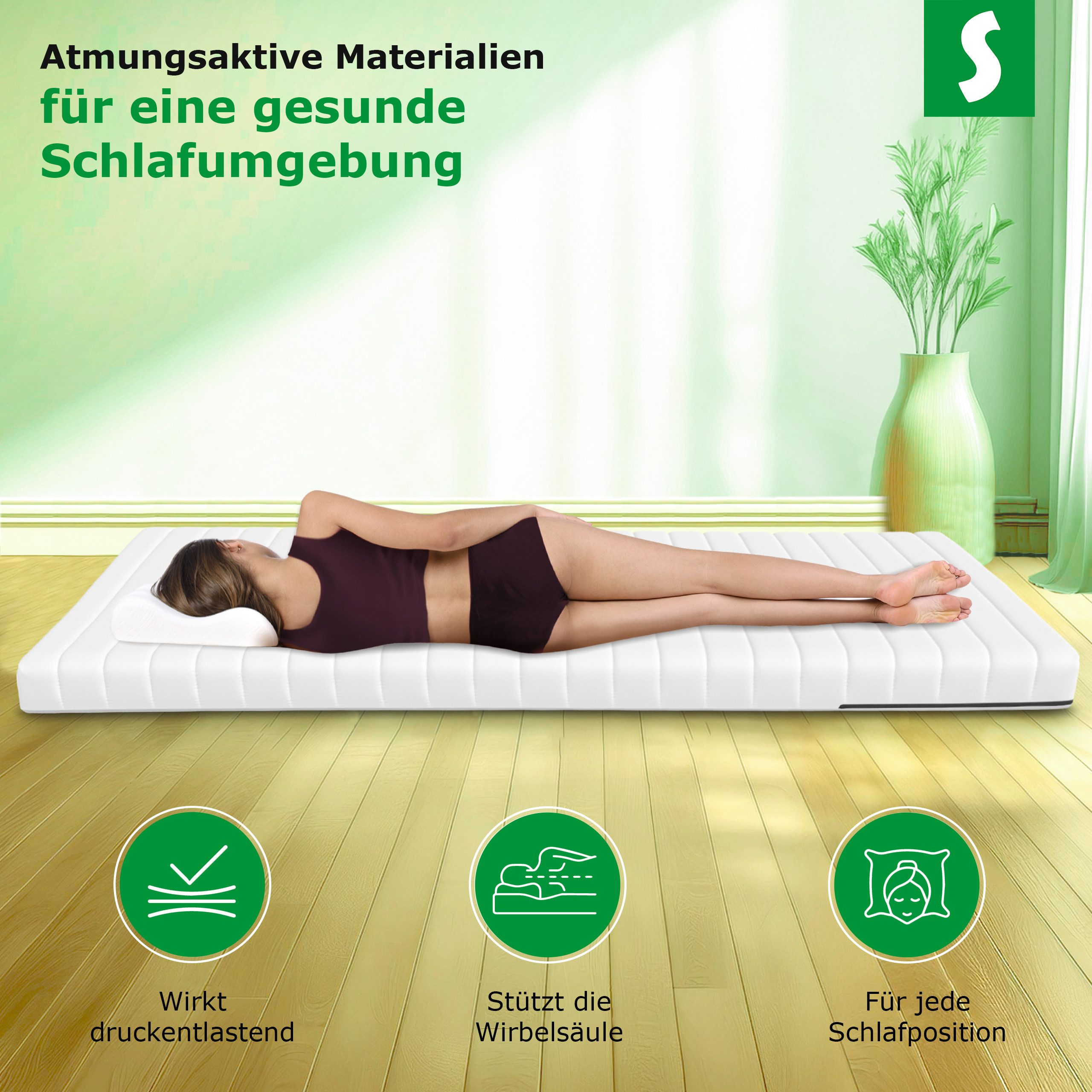 Kaltschaummatratze mit Härtegrad H3, OEKO-TEX® Standard 100 Zertifikatsnummer 13.0.33723, Schlaftroll, 5 cm hoch, verfügbar in 90x200 cm, 140 x 200 cm, 180x200  – Bild 5 von 5